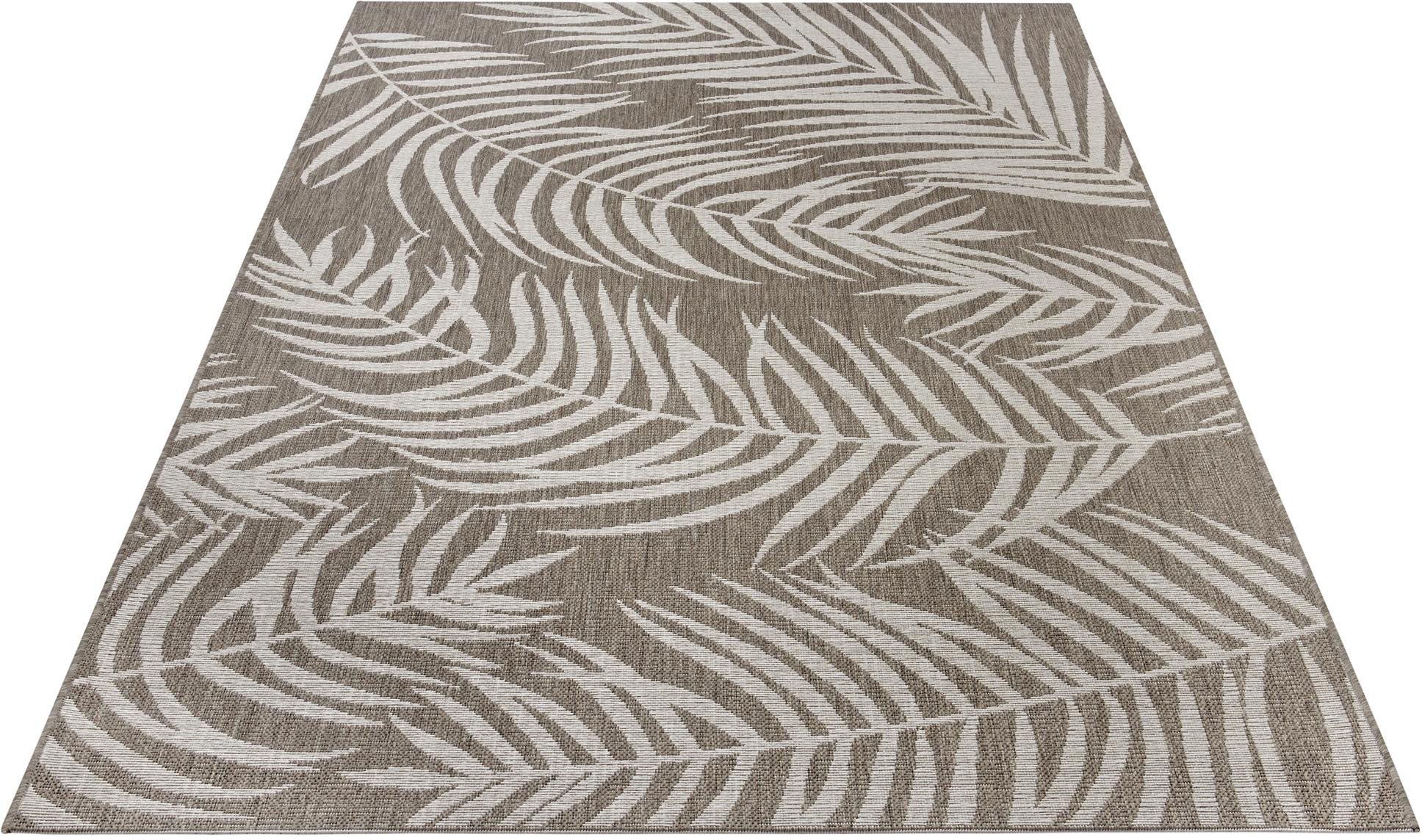 Image of NORTHRUGS Teppich »Palmera«, rechteckig, 4 mm Höhe, Flachgewebe In und Outdoor geeignet, Florales Design, gekettelt, Wohnzimmer, Balkon, Terrasse, Garten, Robust, Pflegeleicht bei Ackermann Versand Schweiz