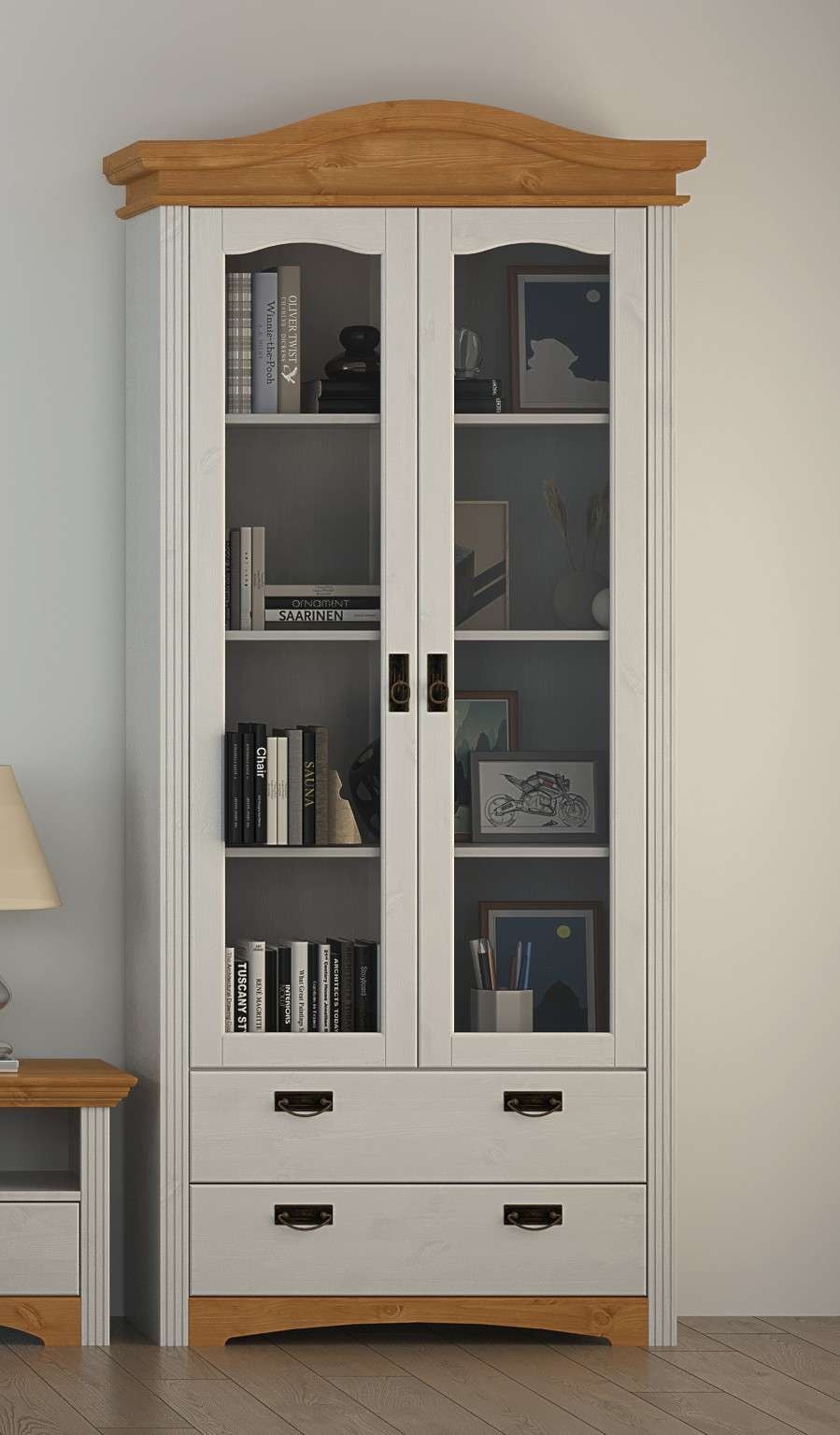 Home affaire Vitrine »Konrad«, aus massiver Kiefer, mit Glaseinsätzen, B/T: 94/208 cm
