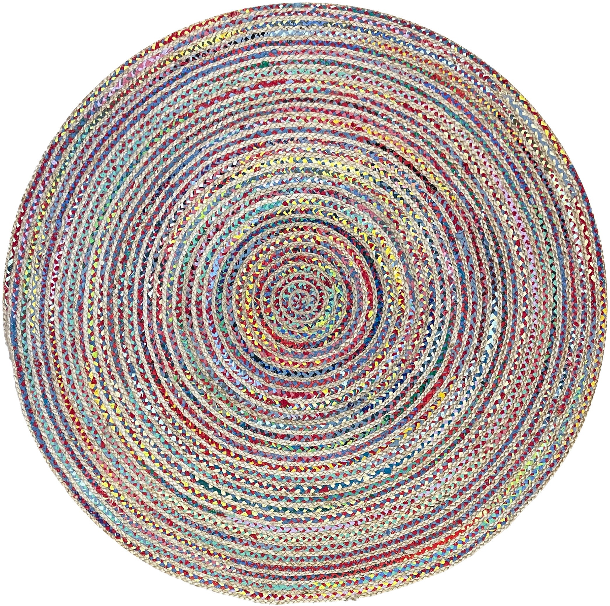 Myflair Möbel & Accessoires Teppich »Boho Breeze« rund 10 mm Höhe Juteteppich, handgeflochten, Wendeteppich, farbige Baumwoll-Akzente