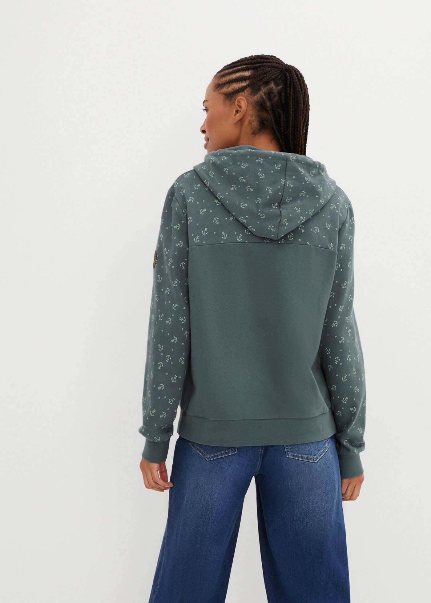 bonprix Hoodie »Kapuzensweatshirt mit Reissverschluss aus reiner Baumwolle«, Kapuzensweatshirt mit Reissverschluss aus reiner Baumwolle
