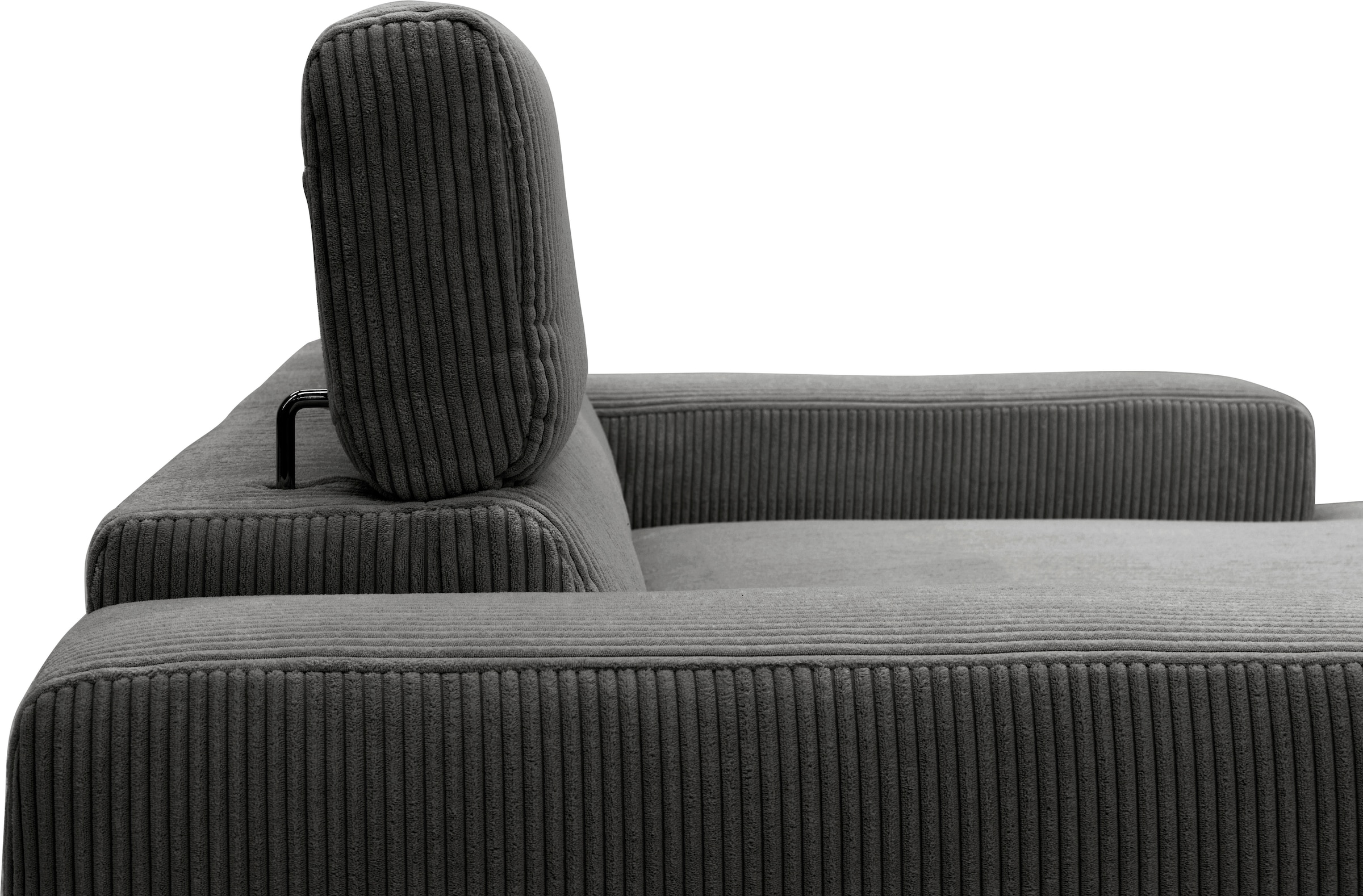 DOMO collection Ecksofa »Brandon B/T: 214/175 cm, belastbar bis 140kg/ Sitz, L-Form«, Cord, grau