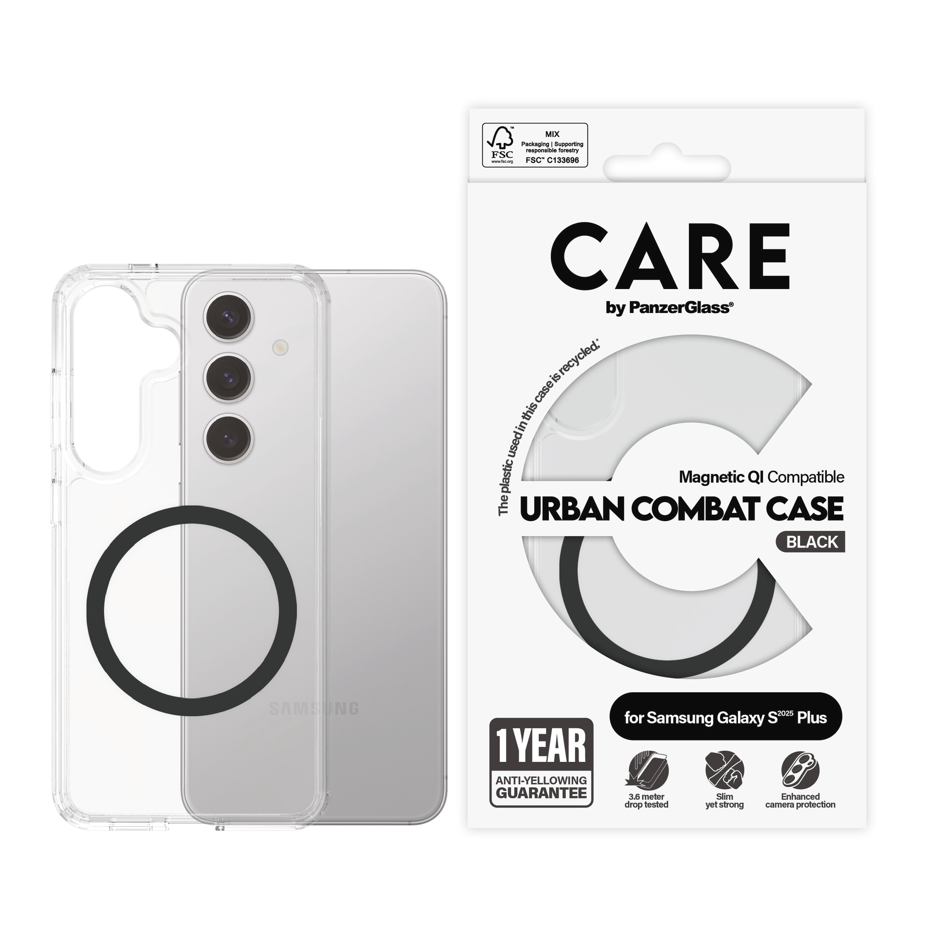 Image of CARE by PanzerGlass Handyhülle "Magnetic QI Compatible Urban Combat Case für Samsung Galaxy S25 Plus" Backcover, Schutzhülle, Handyschutzhülle, Case, Schutzcase, stossfest
