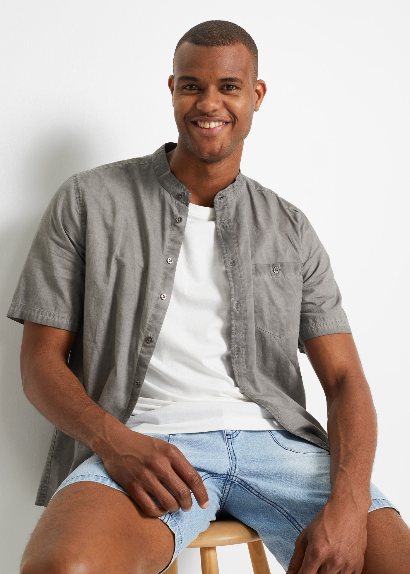 bonprix Kurzarmhemd »Kurzarmhemd in gewaschener Optik«, Kurzarmhemd in gewaschener Optik
