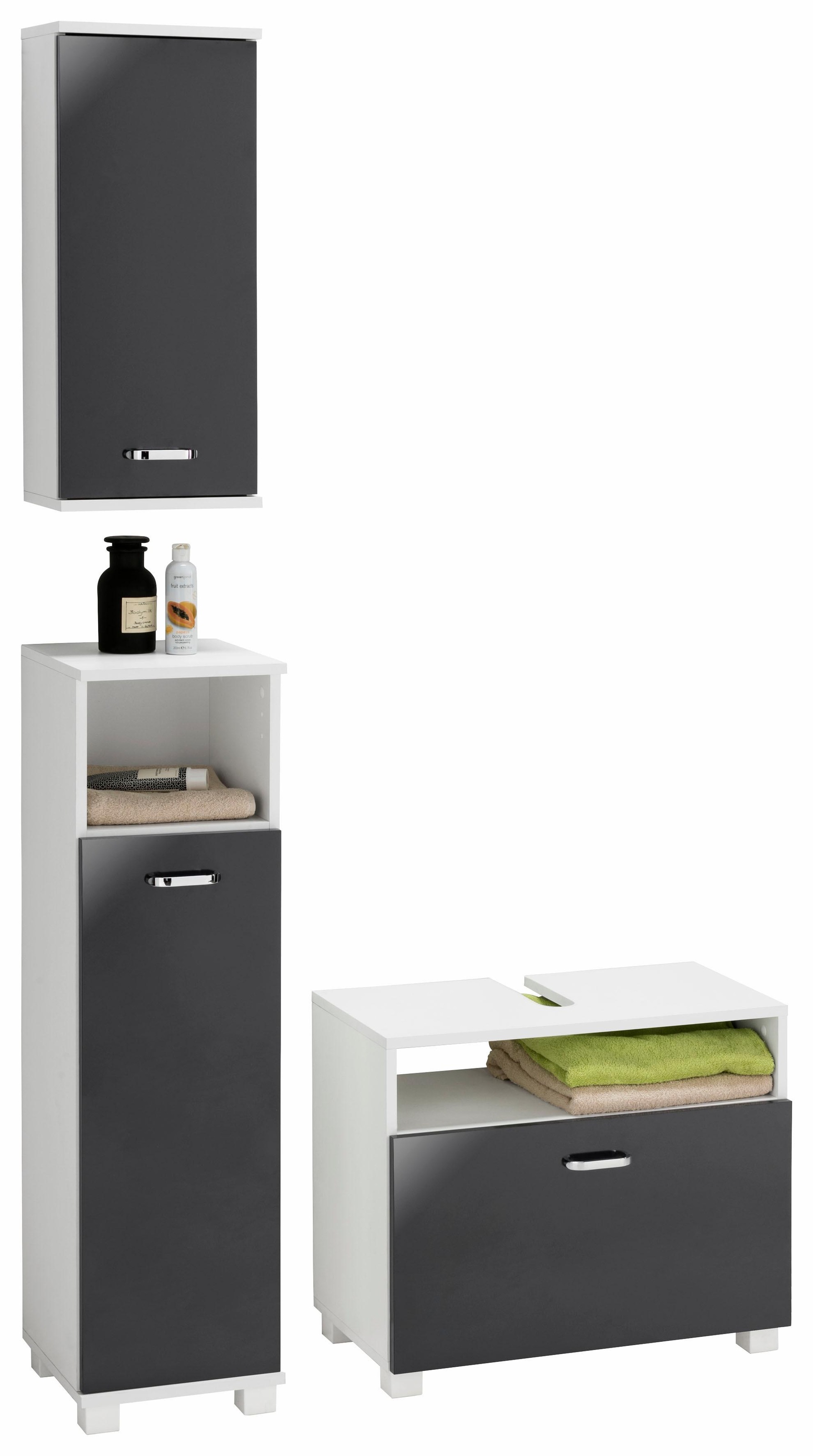 Image of Schildmeyer Badmöbel-Set »Colli«, (Set, 3 St.), aus Hochschrank, Waschbeckenunterschrank und Hängeschrank, Badezimmerschränke mit Metallgriffen und viel Stauraum bei Ackermann Versand Schweiz