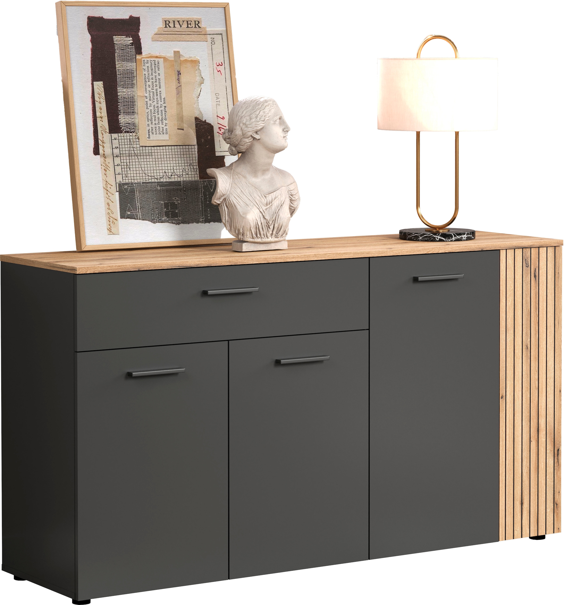 Home affaire Sideboard »Estepona« 1 Stk. tlg. Kommode, Akustikpaneel-Look; Breite 150 cm