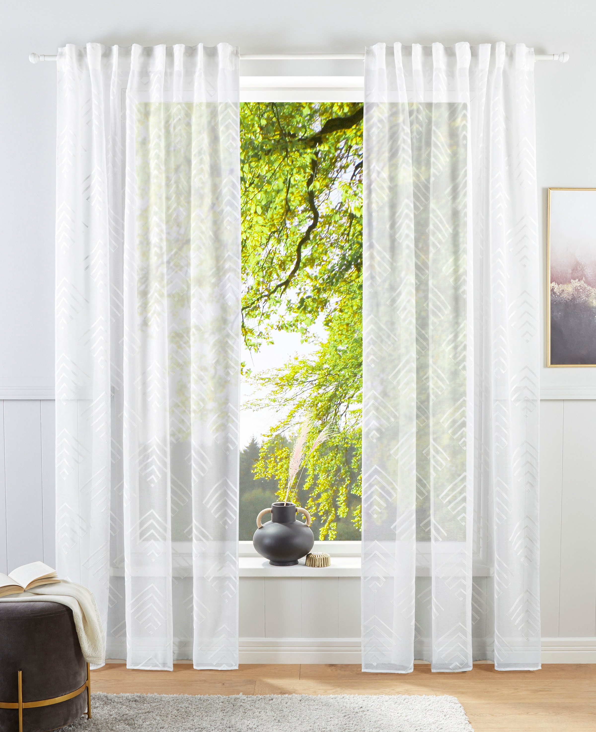 Image of Guido Maria Kretschmer Home&Living Gardine »Gordon«, (1 St.), transparent, gewebt mit Stickerei, monochrom bei Ackermann Versand Schweiz