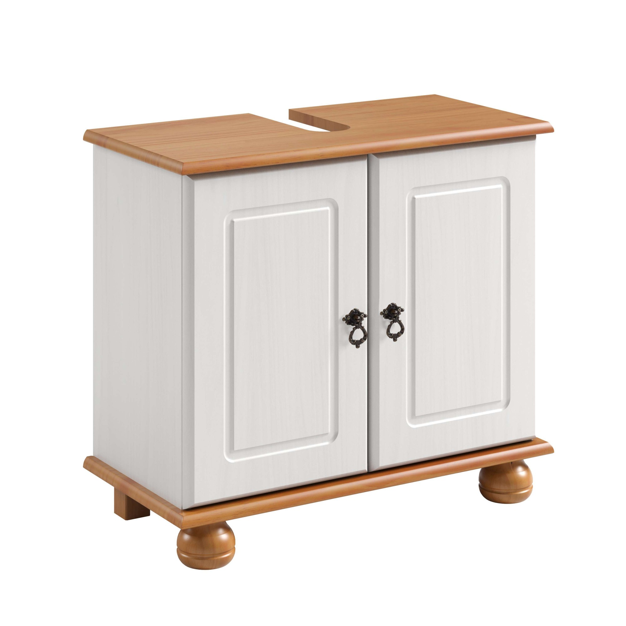 Image of GOODproduct Waschbeckenunterschrank "Finca" aus massivem Kiefernholz, Siphonausschnitt, Breite 62 cm, Höhe 55 cm