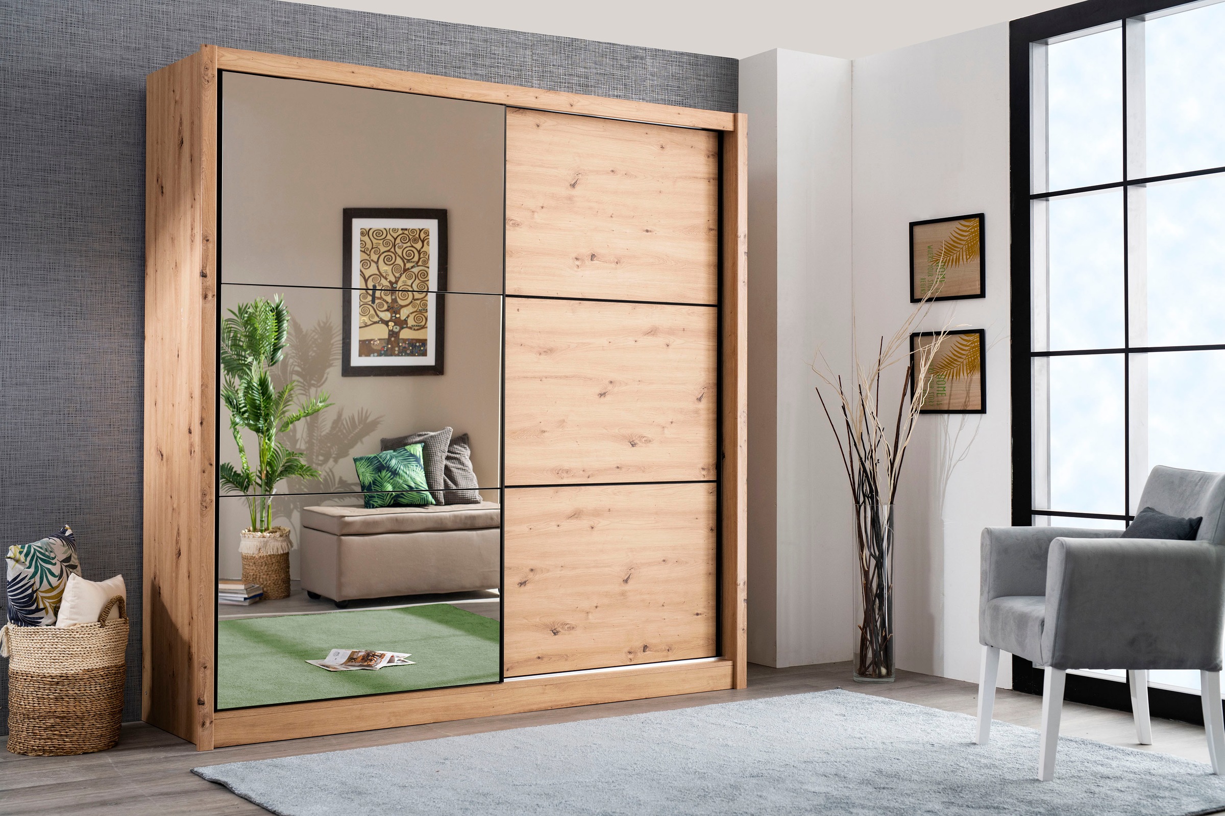 Image of my home Schwebetürenschrank »Navara«, mit Spiegel und zusätzlichen Einlegeböden bei Ackermann Versand Schweiz