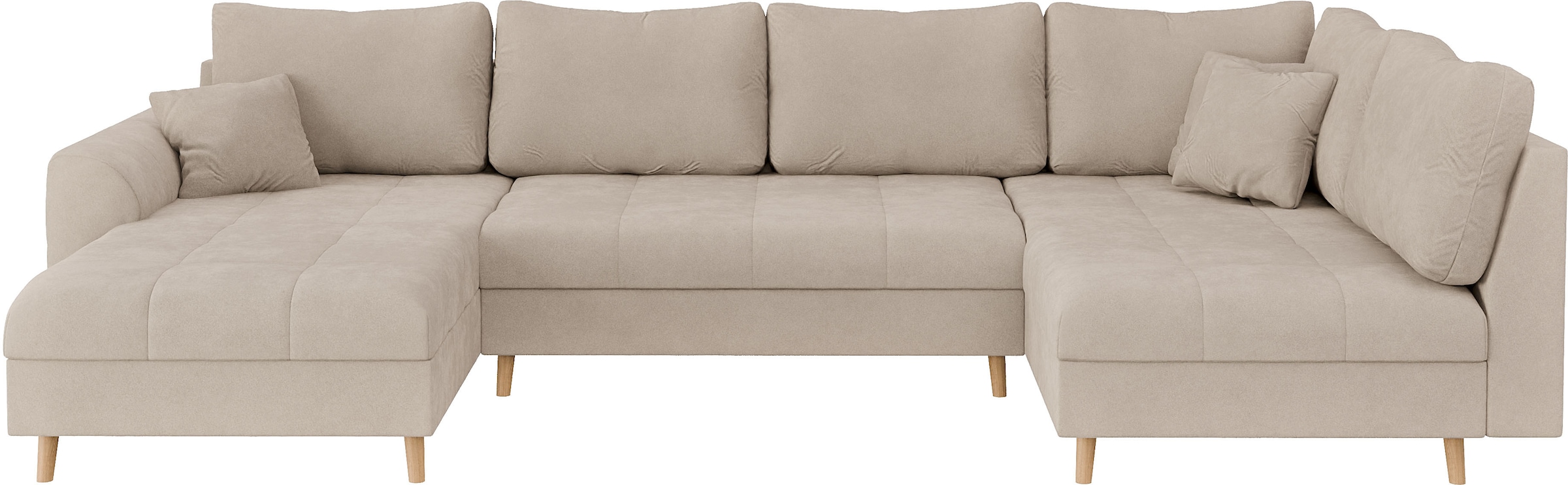 Home affaire Wohnlandschaft »CHARRE U-Form mit Ottomane, Masse B/T/H: 310/161/81 cm«, feine Steppung, lose Rücken- und Zierkissen, auch in Cord und Bouclé