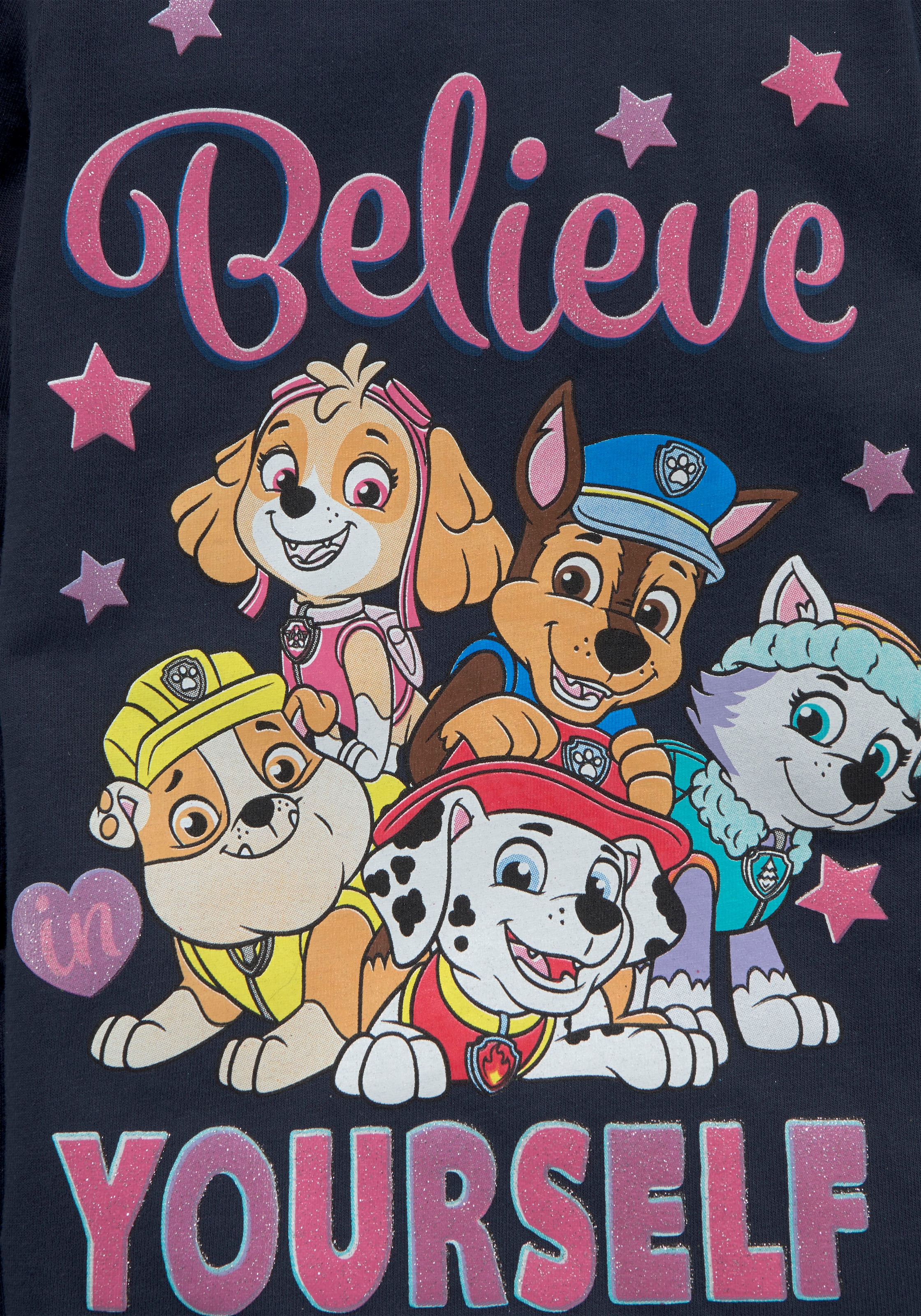 Modische PAW PATROL Langarmshirt, Schriftzug mit PAW PATROL Team  versandkostenfrei shoppen