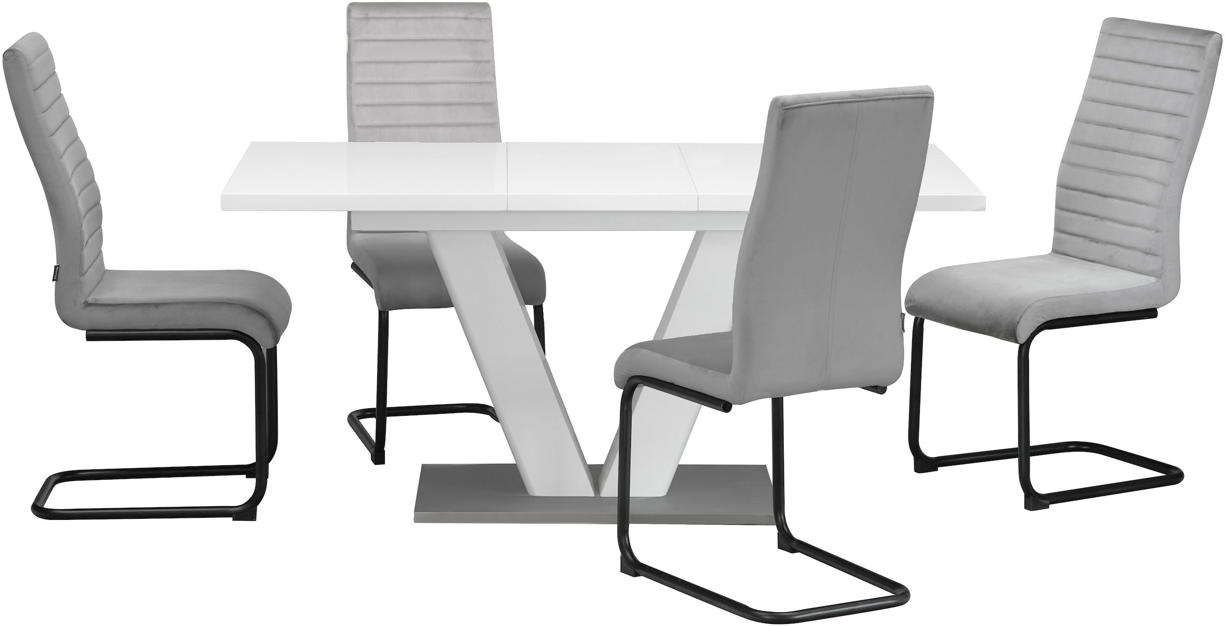 GOODproduct Ensemble de salle à manger »Elbach, TOPSELLER!, OTTOs Choice« Set, 5 cuis tlg. ausziehbar 120-160 cm, Hochglanz, Tischgruppe Freischwinger