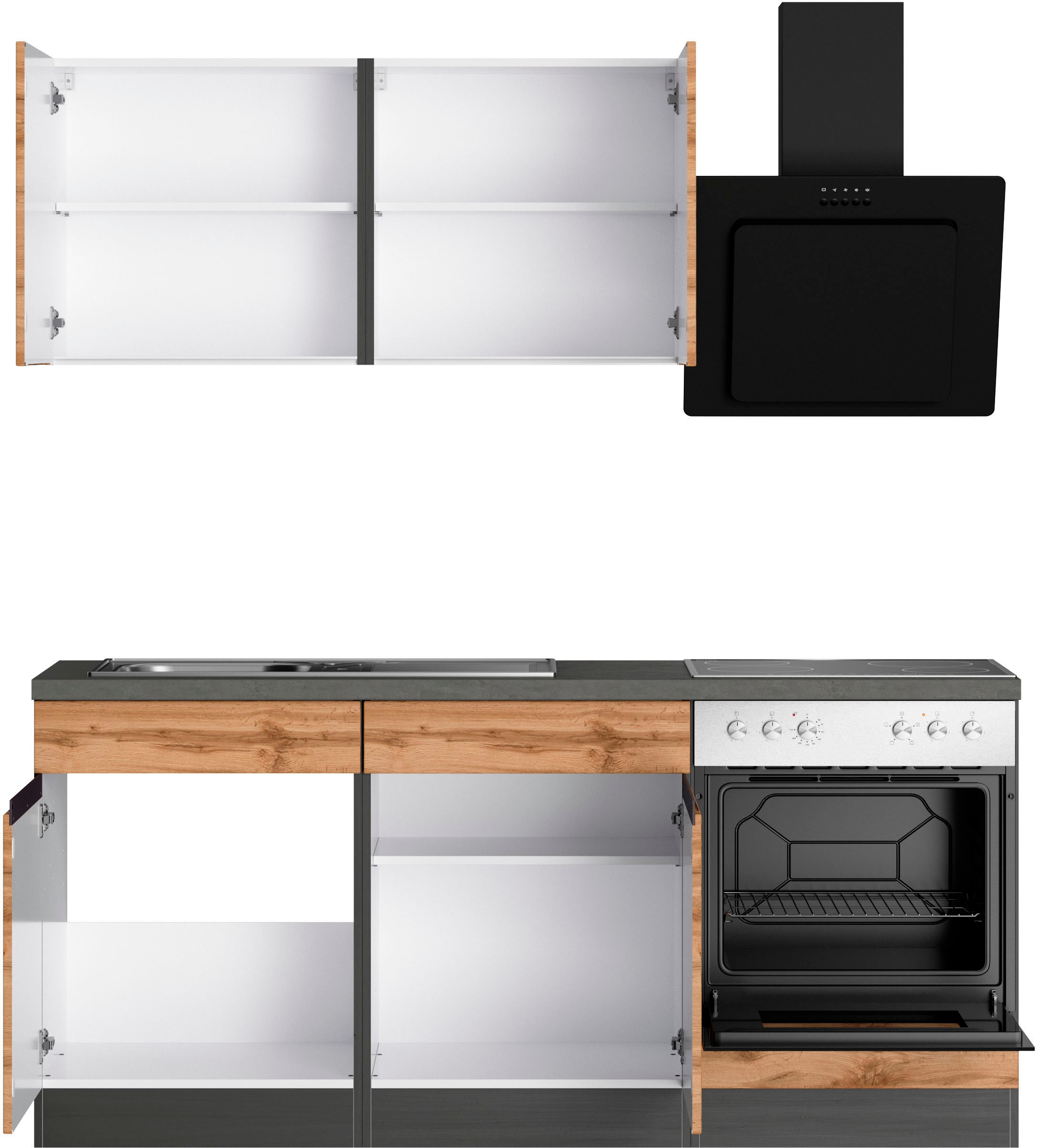 KOCHSTATION Kitchenette »KS-Riesa« largeur d’installation 180 cm, avec ou sans appareils électriques au choix
