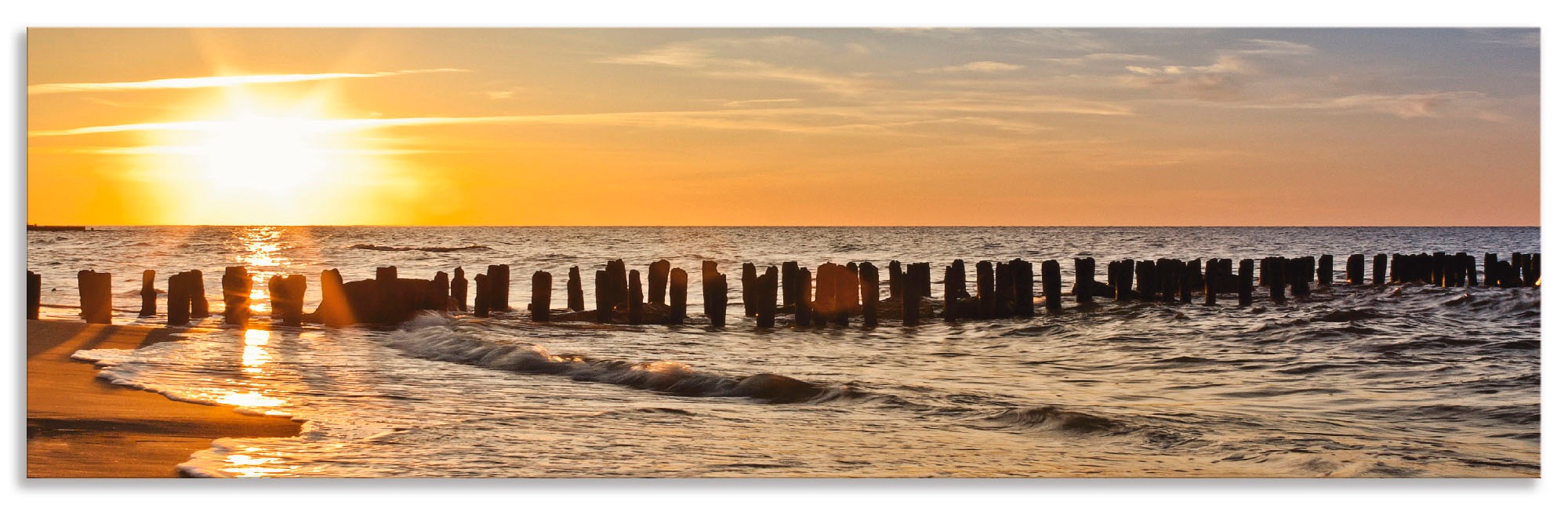 Image of Artland Küchenrückwand »Schöner Sonnenuntergang am Strand«, (1 tlg.), selbstklebend in vielen Grössen - Spritzschutz Küche hinter Herd u. Spüle als Wandschutz vor Fett, Wasser u. Schmutz - Rückwand, Wandverkleidung aus Alu bei Ackermann Versand Schweiz