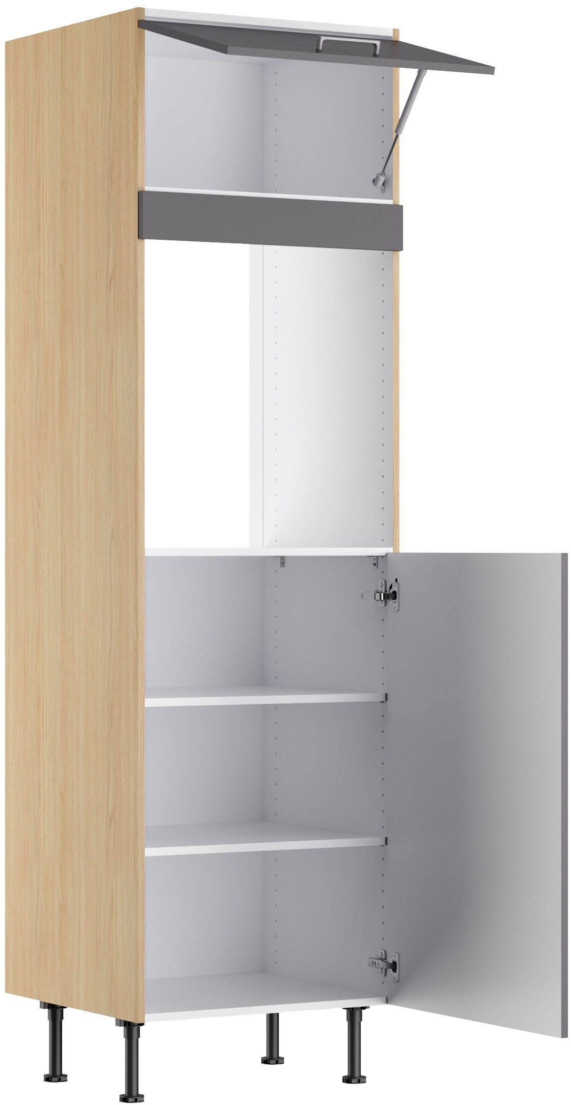 KOCHSTATION Backofenumbauschrank »KS-Lucy« Breite 60 cm, mit 1 Tür, 1 Klappe, Soft-Close, höhenverstellbare Füsse