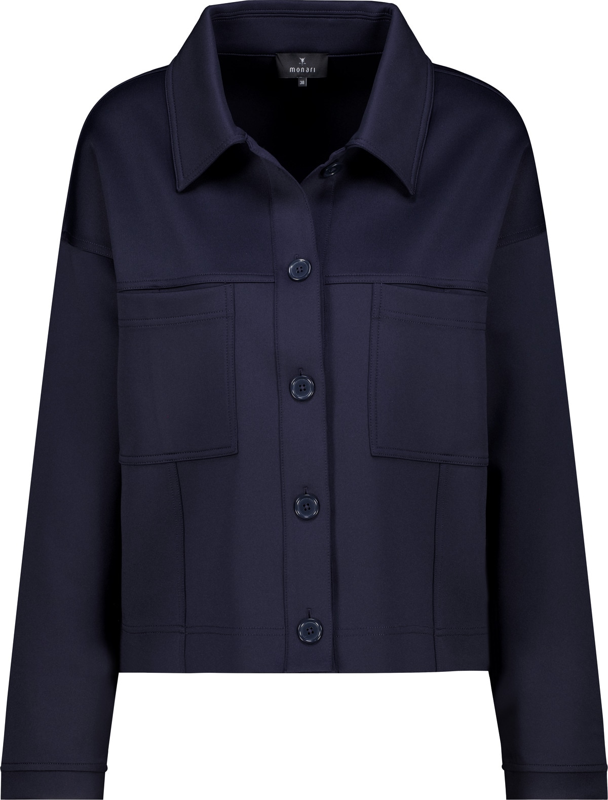 Monari Sweatjacke Hemdkragen, grosse Brusttaschen, elastische Qualität