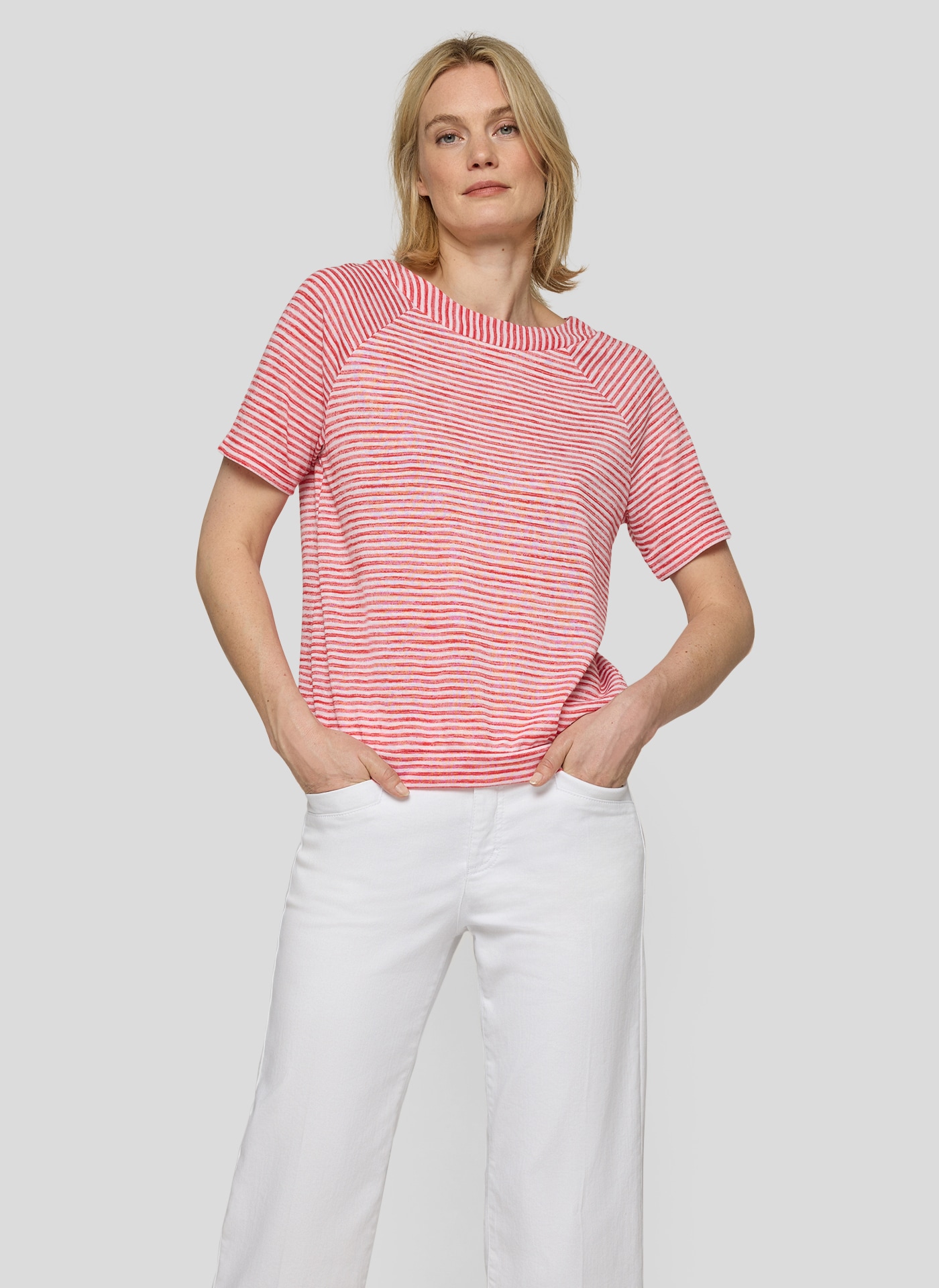 Image of Rabe Kurzarmshirt im Streifen-Look und mit Rundhals