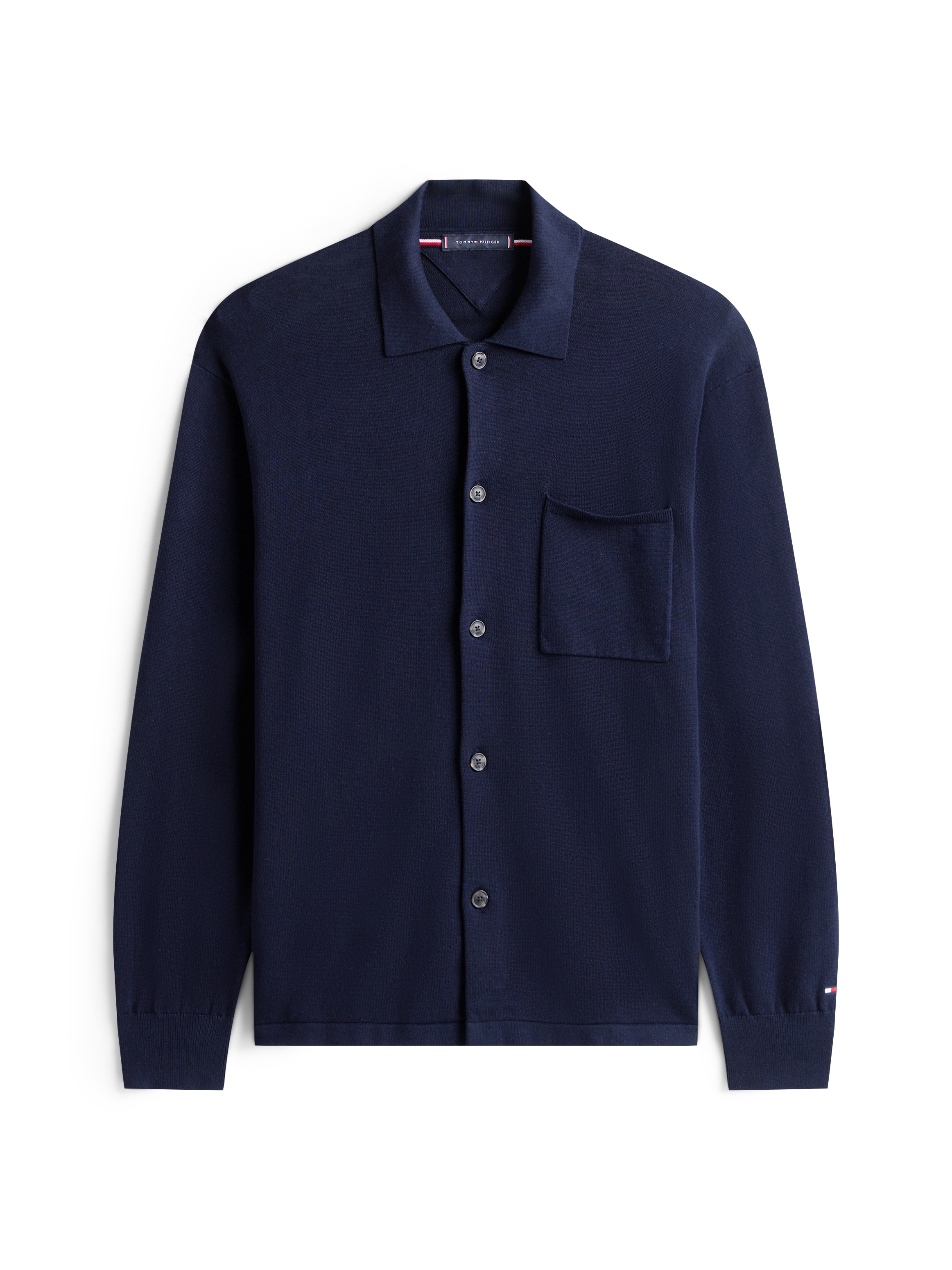 Tommy Hilfiger Veste en tricot »ESSENTIAL COTTON« Surchemise tricotée coupe décontractée avec broderie de drapeau