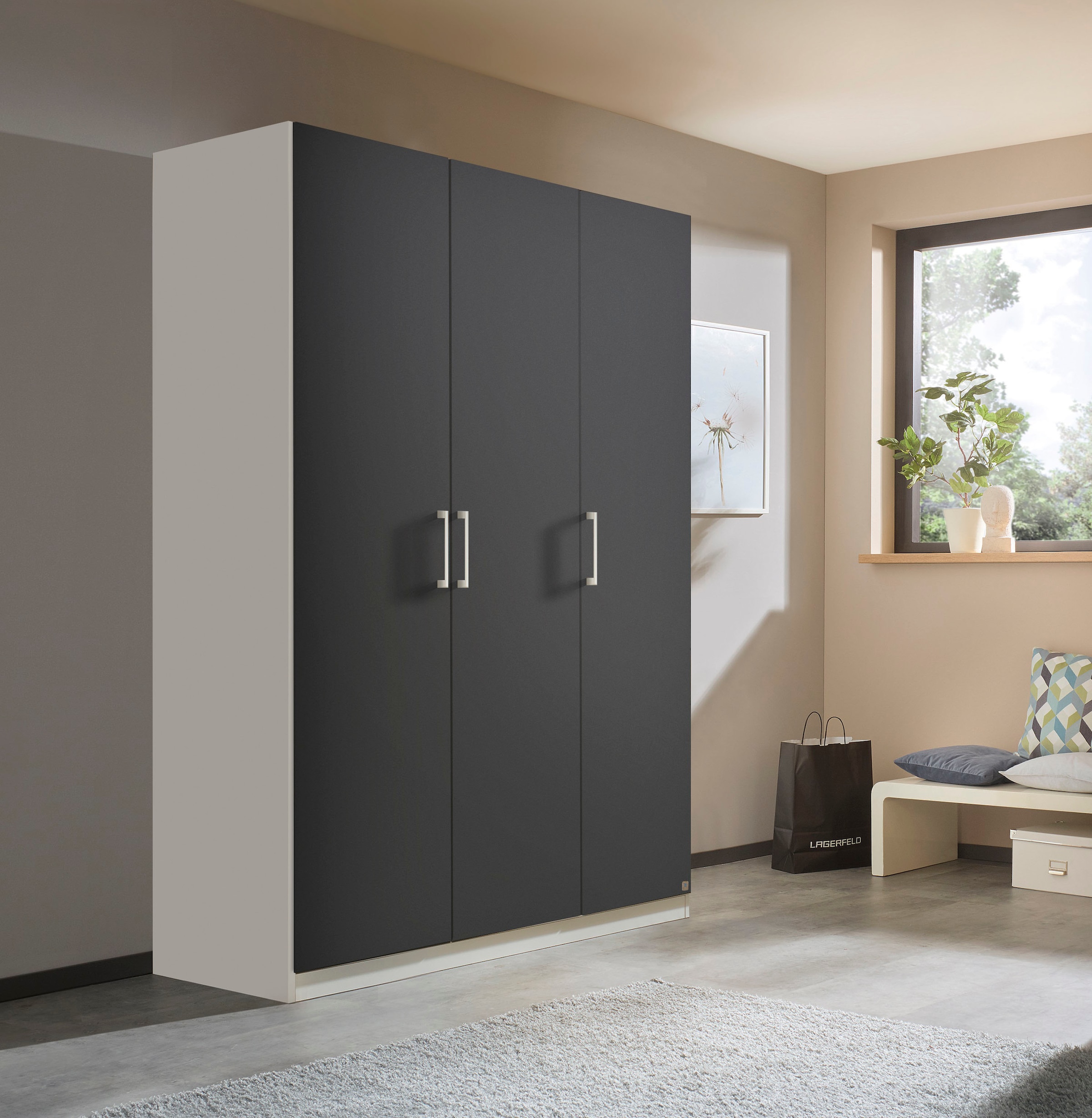 rauch Drehtürenschrank »Kleiderschrank Schrank Garderobe Wäscheschrank COSMO« mit zusätzlichen Einlegeböden, Metallgriffe in Weiss MADE IN GERMANY