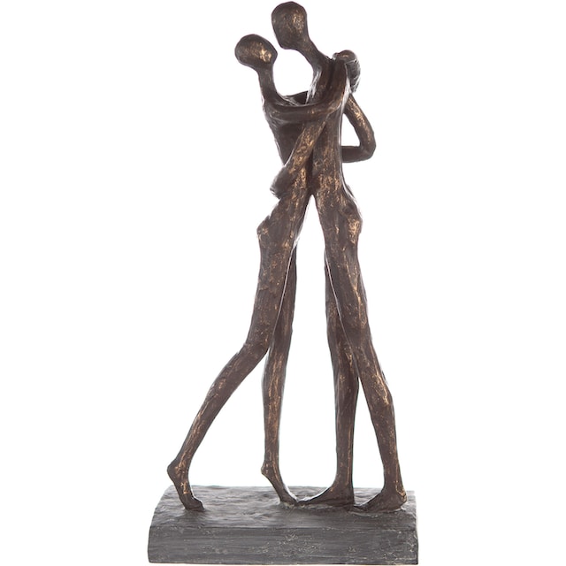 Casablanca by Gilde Dekofigur »Skulptur Cuddle, bronzefarben/grau«,  Dekoobjekt, Höhe 32 cm, Pärchen, mit Spruchanhänger, Wohnzimmer kaufen