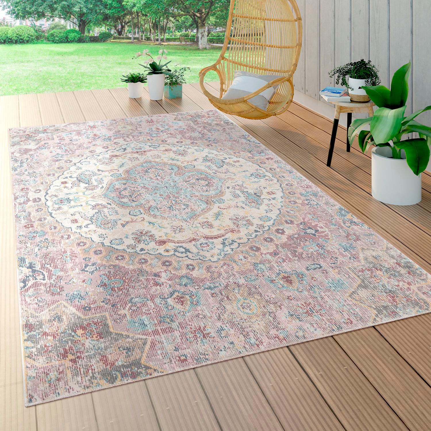 Paco Home Teppich »Torres 271« rechteckig 8 mm Höhe Kurzflor, Orient-Optik, Vintage Design, In- und Outdoor geeignet