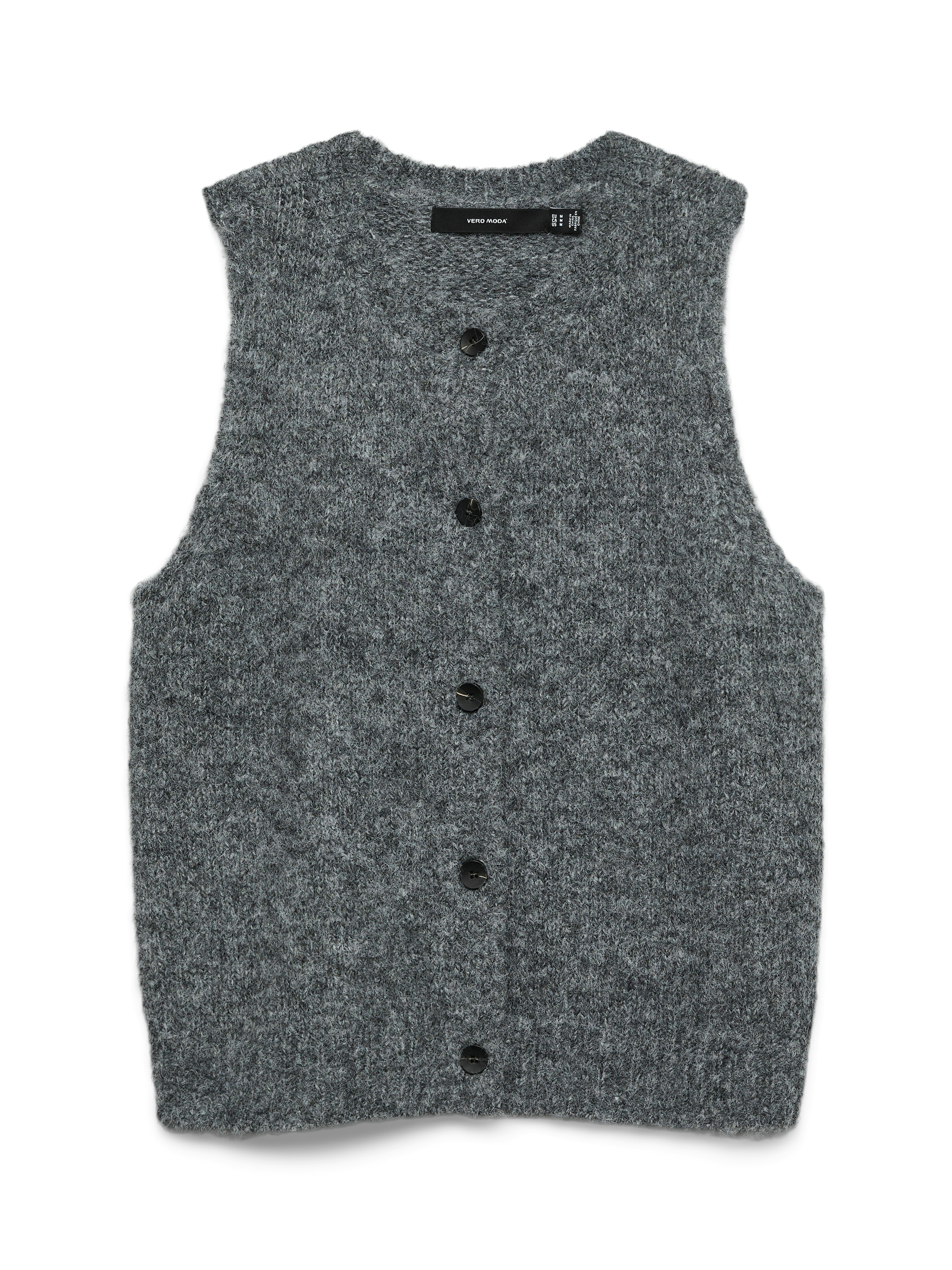Vero Moda Gilet tricoté »VMNOVAH SL O-NECK BUTTON VEST NOOS« mélange de matières, coupe ample