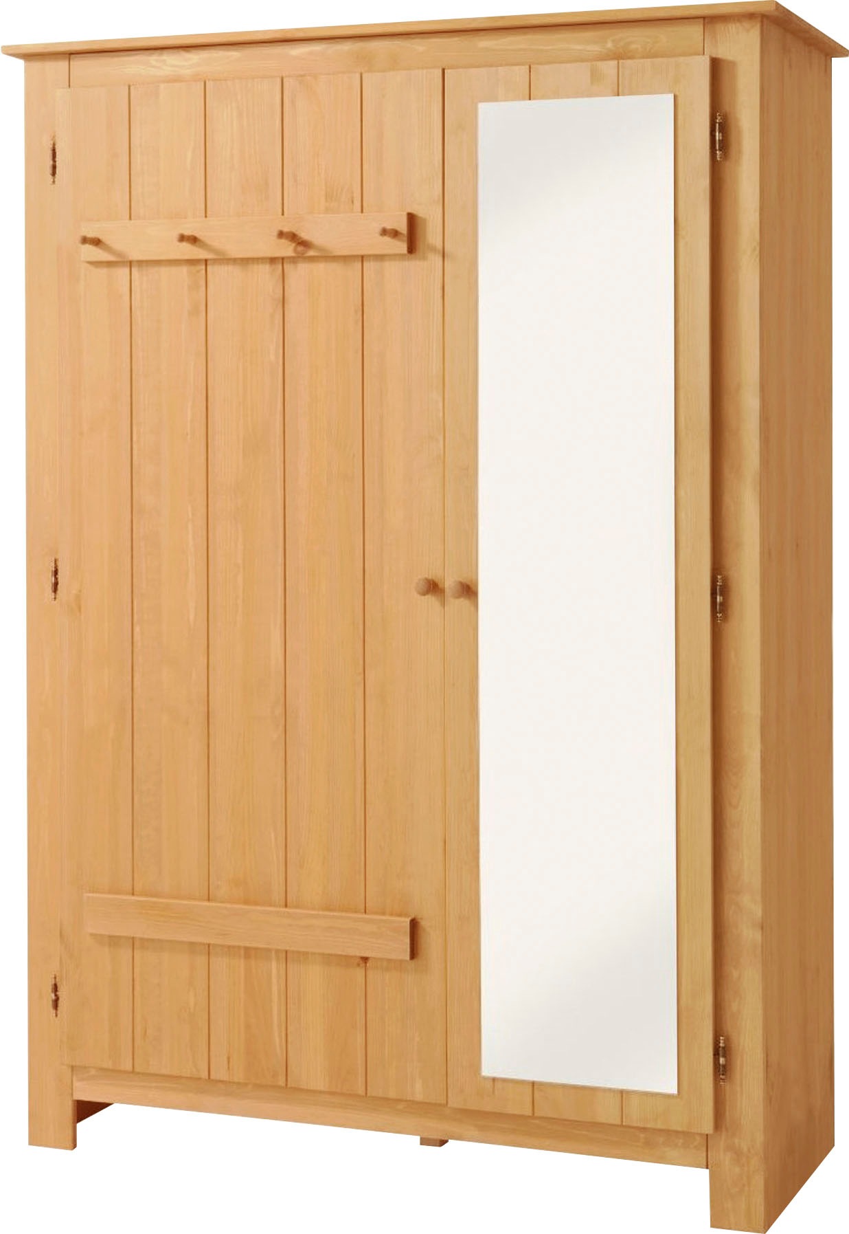 Image of GOODproduct Garderobenschrank "Bertram" aus schönem massivem Kiefernholz, mit einer Spiegeltür, Höhe 170 cm