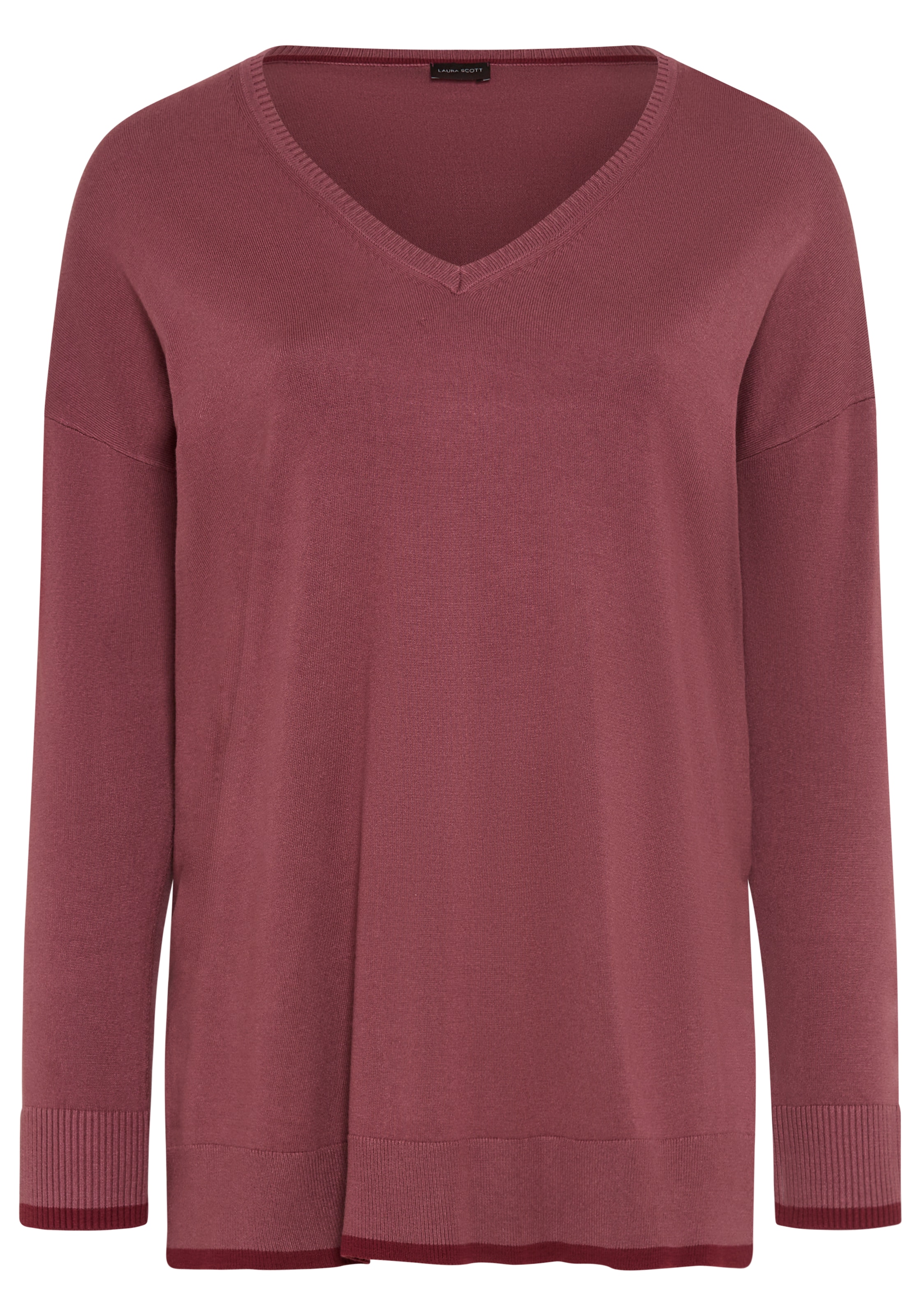 Laura Scott CURVE Pull en tricot »Grosse Grössen« en maille fine, avec profond décolleté en V, coupe fluide