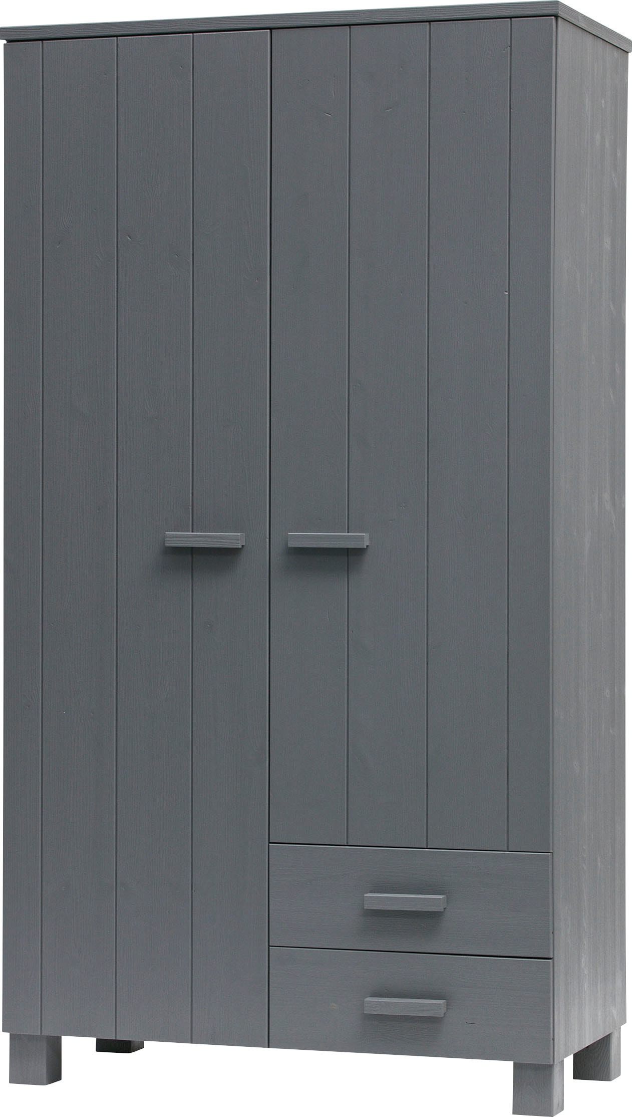 Image of WOOOD Garderobenschrank "Dennis FSC-Kiefernholz gebürstet lackiert, H 202 x B 111 x T 55 cm" Mit Wasserlack gespritzt, Wandbefestigung empfohlen, Pfleiglleicht