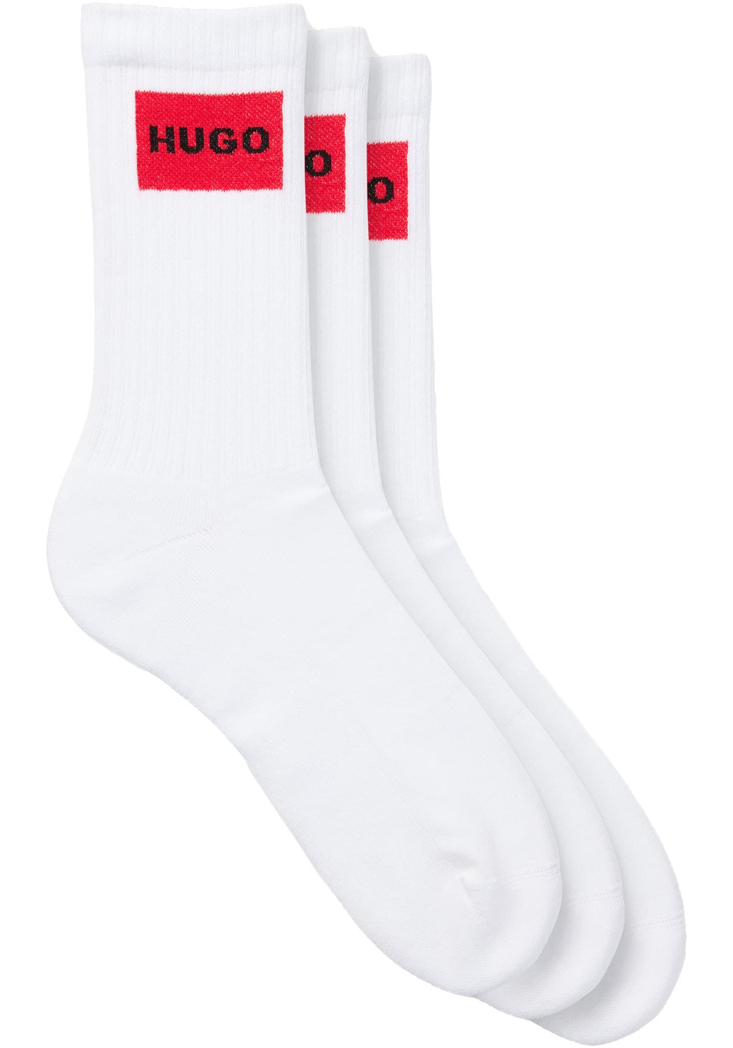 HUGO Underwear Freizeitsocken »3P QS RIB LABEL«, (Packung, 3 Paar, 3er), mit kontrastfarbenem HUGO Logo