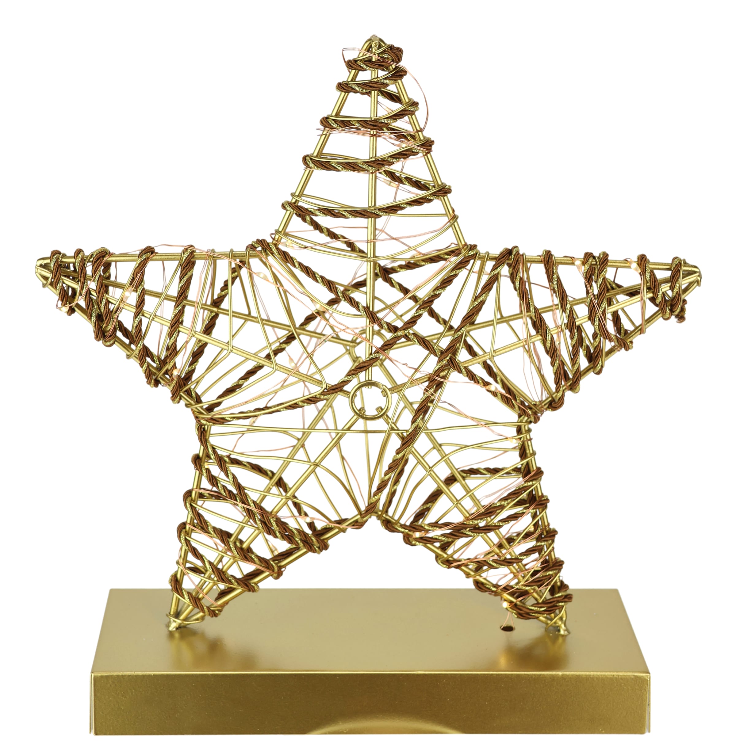 Image of I.GE.A. LED-Dekofigur "LED-Dekoobjekt Stern" Metall Gold warmweiss Timer Batteriebetrieb Weihnachtsdeko Figur