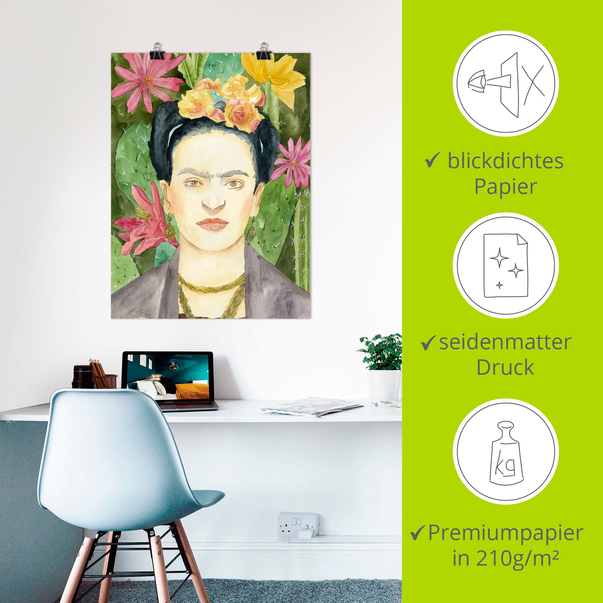 Artland Wandbild »Frida Kahlo I«, Bilder von Frauen, (1 St.), als Leinwandbild, Poster in verschied. Grössen