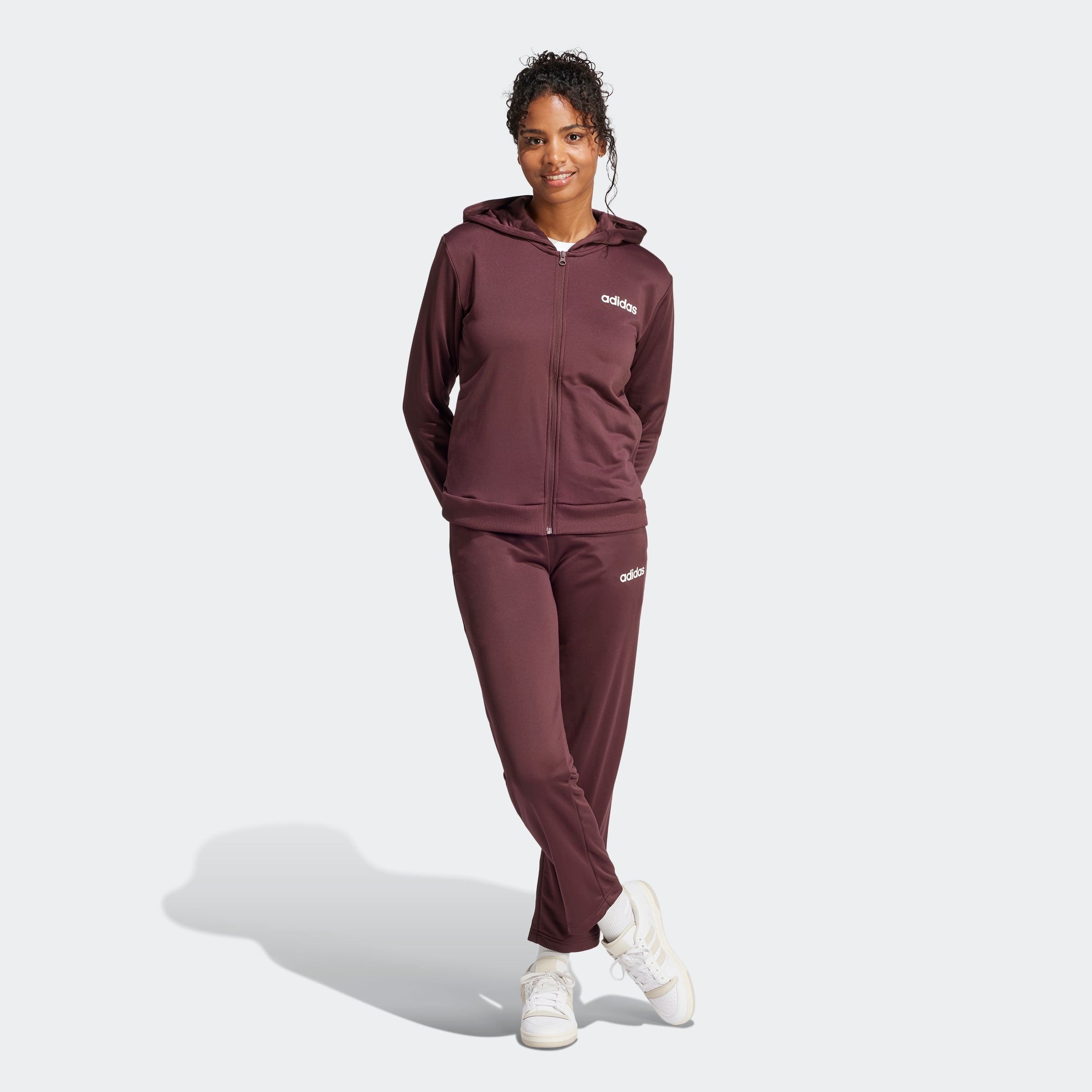 adidas Sportswear Trainingsanzug »W LINEAR TS«, (2 tlg.), Trainingsjacke mit Kapuze, Tracksuit
