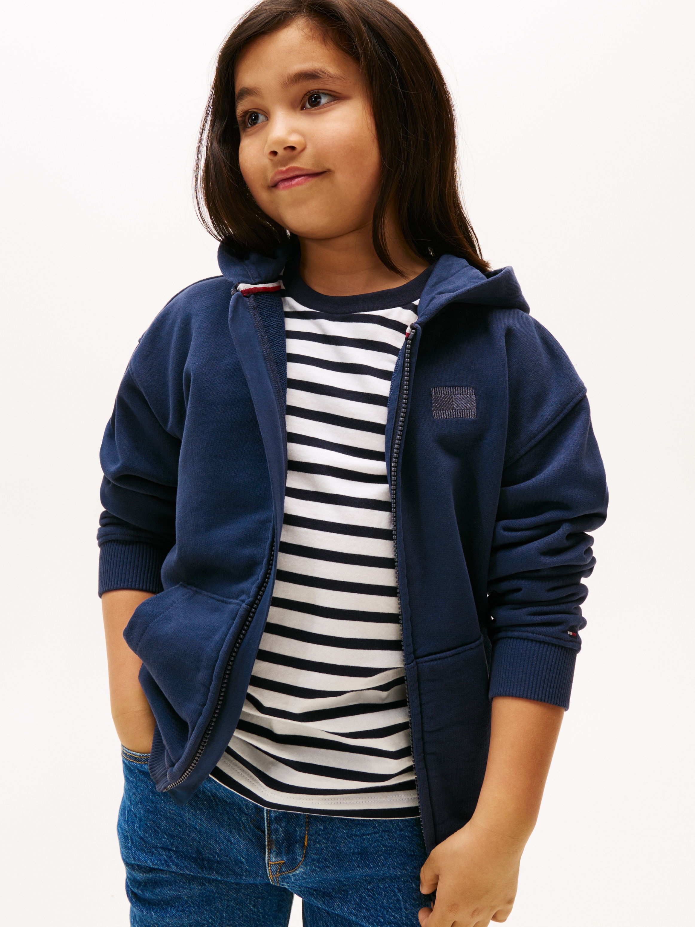 Image of Tommy Hilfiger Kapuzensweatjacke "TONAL FLAG EMB ZIP HOODIE" für Kinder bis 16 Jahre, mit Kapuze