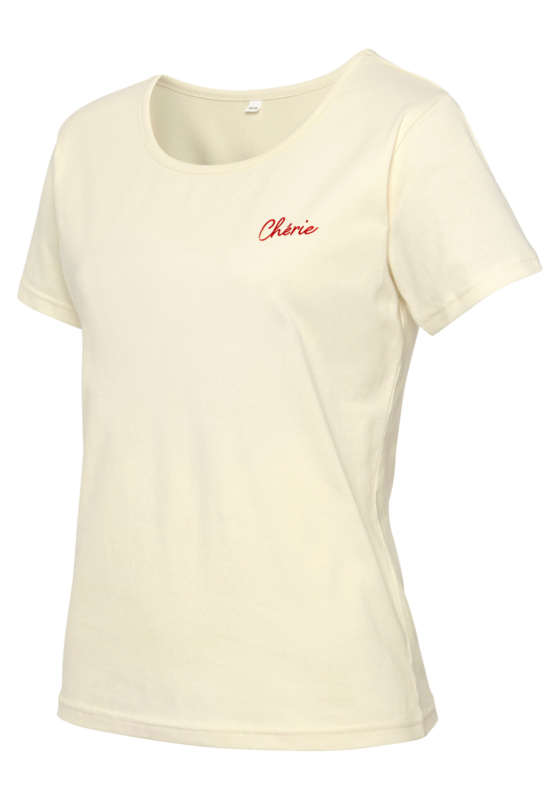Vivance Kurzarmshirt, T-Shirt mit Stickerei, Loungewear