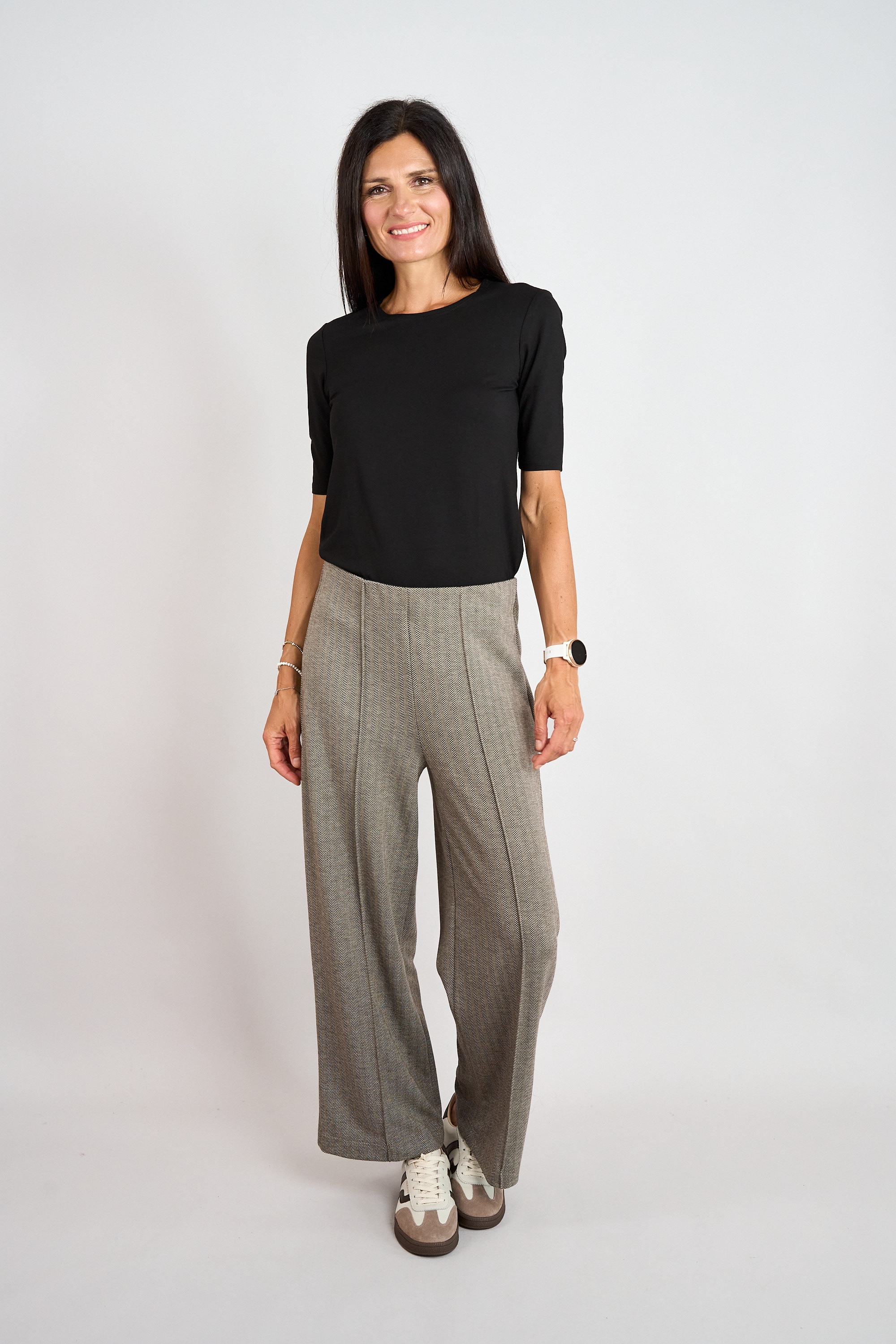 Seidel Moden Stoffhose  mit feinem Muster / Bundfalte / MADE IN GERMANY