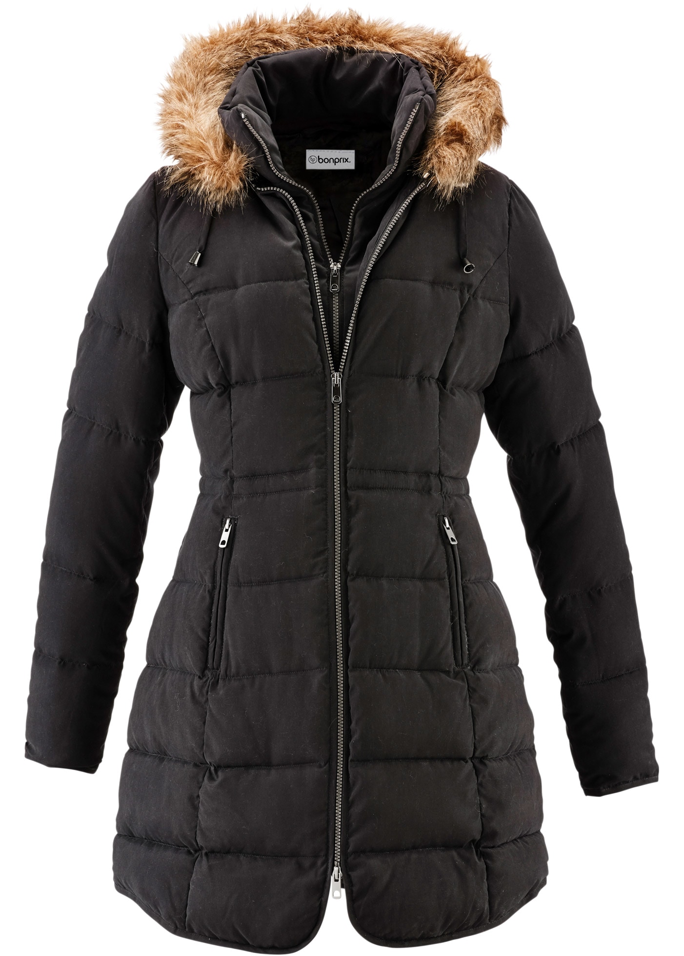 bonprix Veste matelassée »Steppjacke mit Kapuze, gefüttert« avec capuche Coupe régulière, avec capuche amovible à fausse fourrure