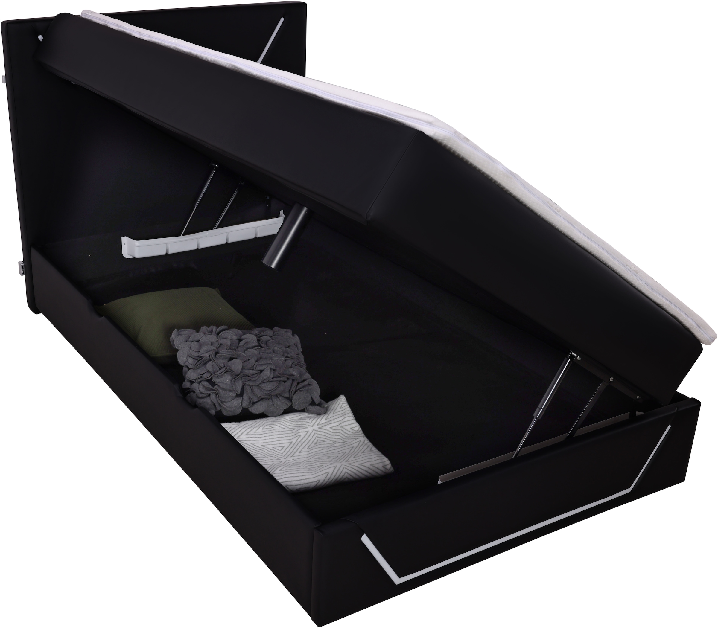 Home affaire Lit de boxe »GALAXY inkl. Bettkasten, mit grüner LED-Beleuchtung, Breite: 120cm« Gamingbett mit USB-C und USB-A Anschluss am Kopfteil, inkl. Topper