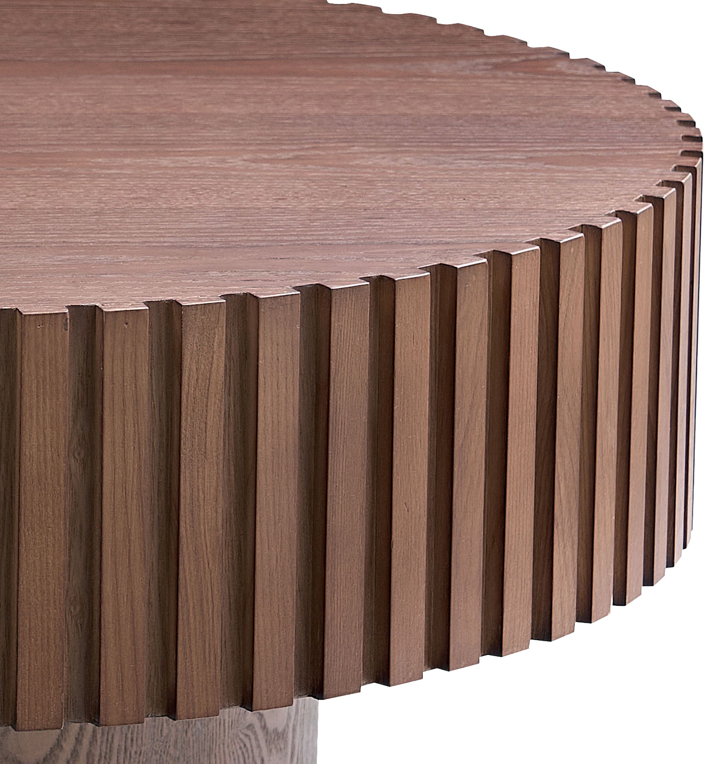 SalesFever Table basse »rund mit Massivholz-Lamellen Ø 80 cm« 1 cuis tlg. Moderner Holztisch fürs Wohnzimmer mit Echtholzfurnier