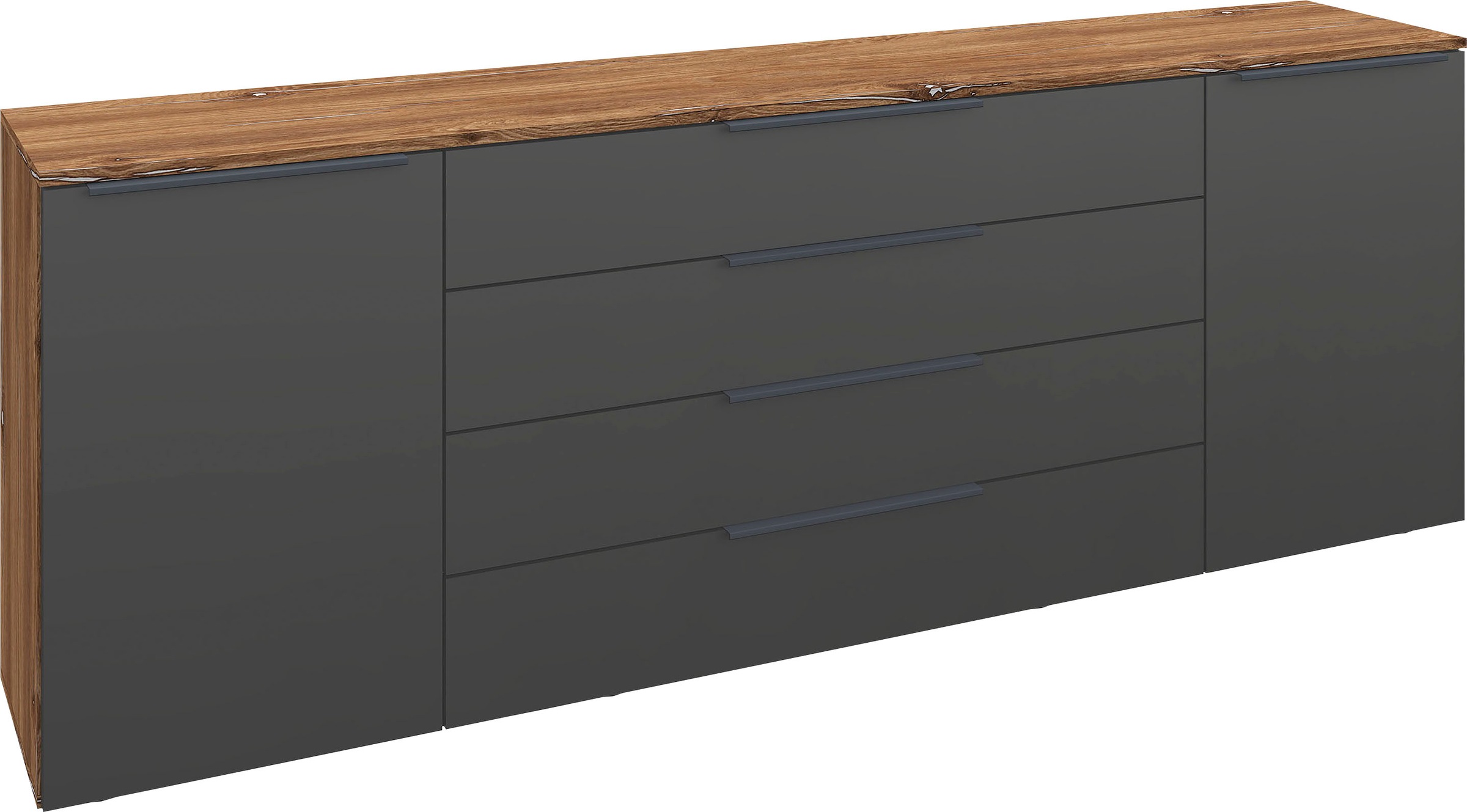 borchardt Möbel Sideboard "Tom, moderne Kommode mit Metallgriffen, 200cm breit" 2 Türen, 3 Schubfächer, Metallgriffe anthrazit