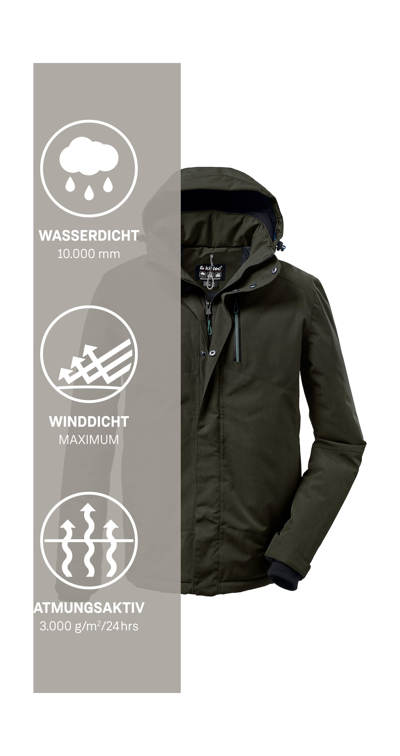 Killtec Outdoorjacke »KOW 161 MN JCKT« Wasser- und winddichte Funktionsjacke mit abnehmbarer Kapuze