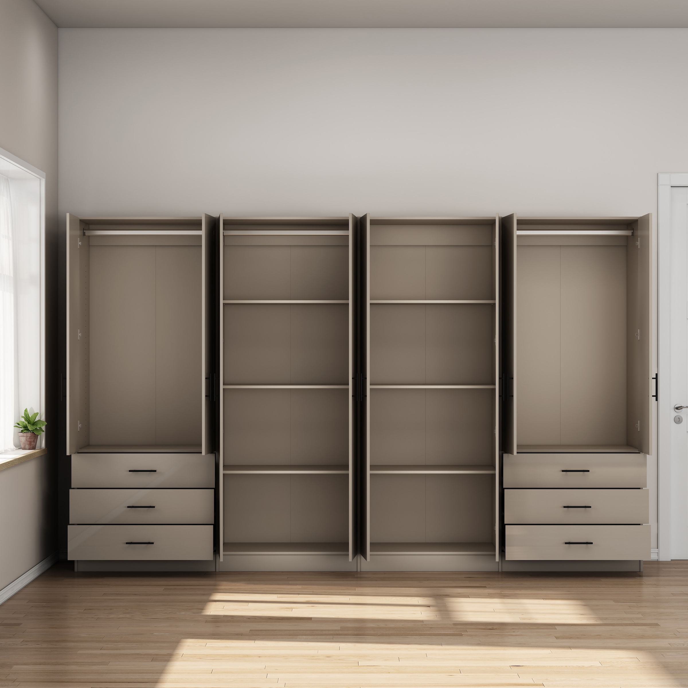 GOODproduct Kleiderschrank »Trento Schlafzimmerschrank Garderobe hochglanz« Schrank mit 8 Türen und 6 Schubladen, hochglänzende Fronten