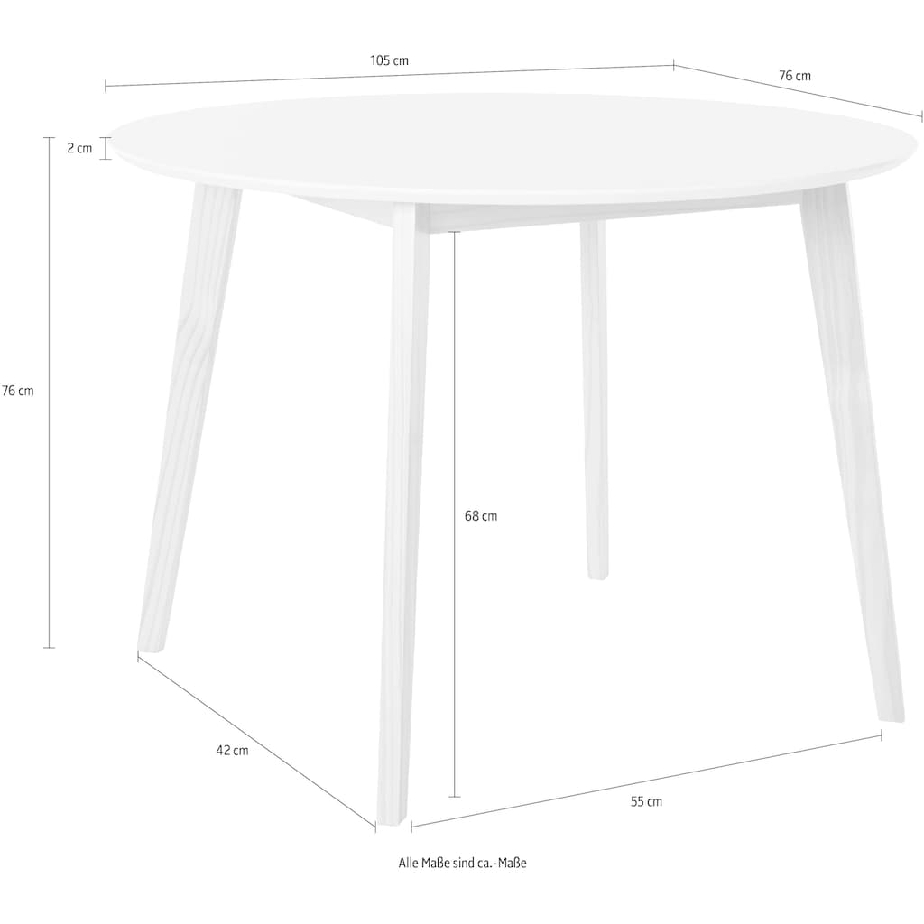 INOSIGN Esstisch »Cody«, mit Beinen aus massiver Kiefer, runde MDF-Tischplatte, in 2 verschiedenen Farbvarianten