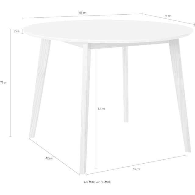 INOSIGN Esstisch »Cody«, Beine aus Massivholz, runde MDF-Tischplatte, in 2  Farbvarianten versandkostenfrei auf
