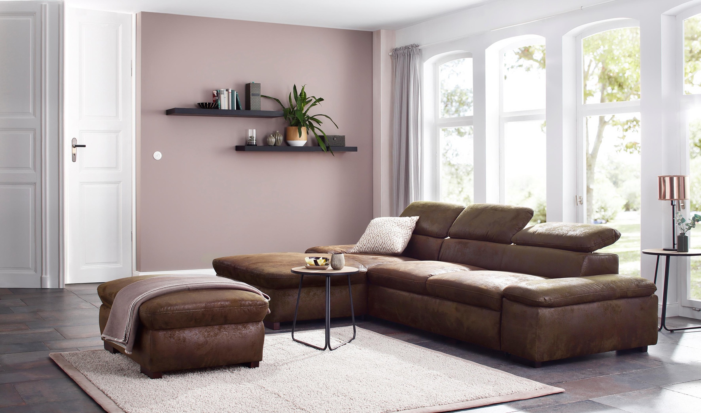 GOODproduct Canapé d'angle »Alberto L-Form« avec réglage de la tête, au choix fonction couchage