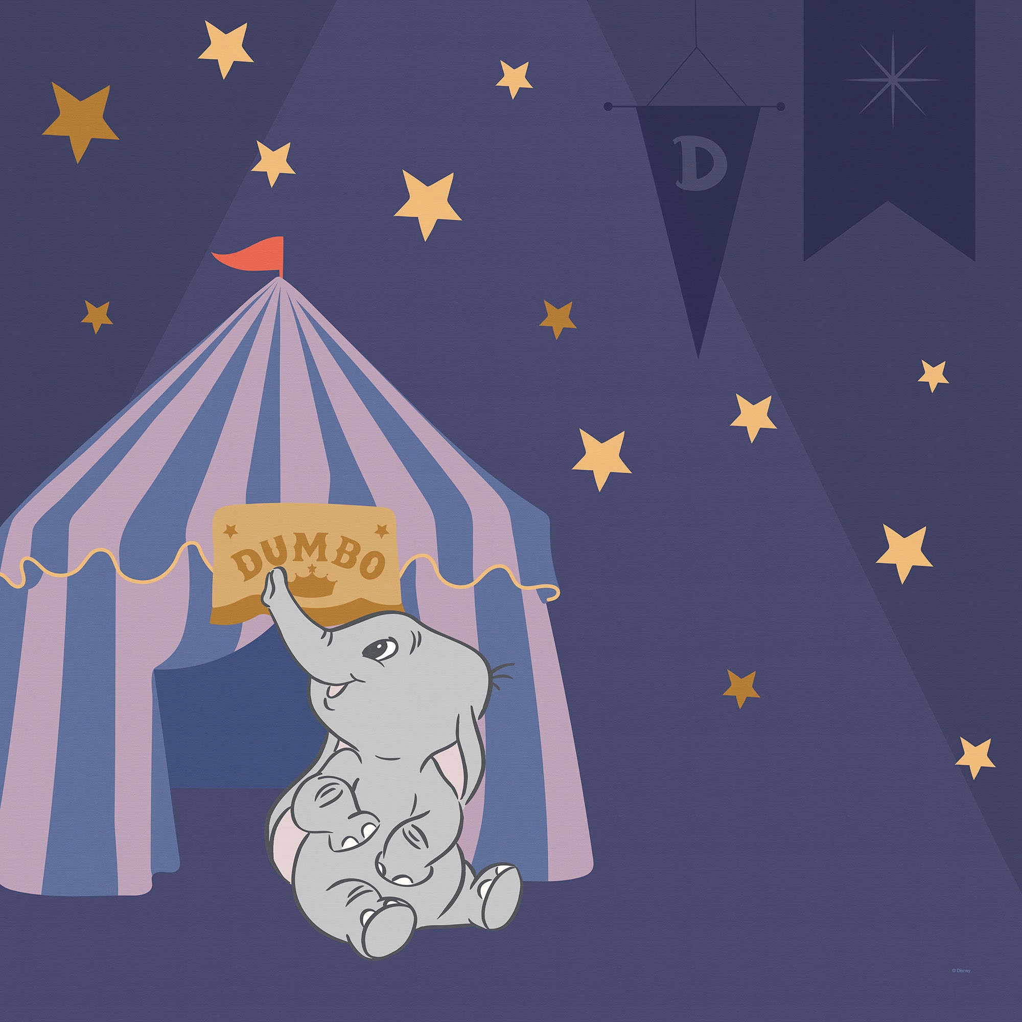 Komar Leinwandbild »Starry Night with Dumbo - Grösse 60 x 60 cm«, Disney, (1 St., 60 x 60 cm (Breite x Höhe), Keilrahmenbild mit Echtholzrahmen, Kinderzimmer