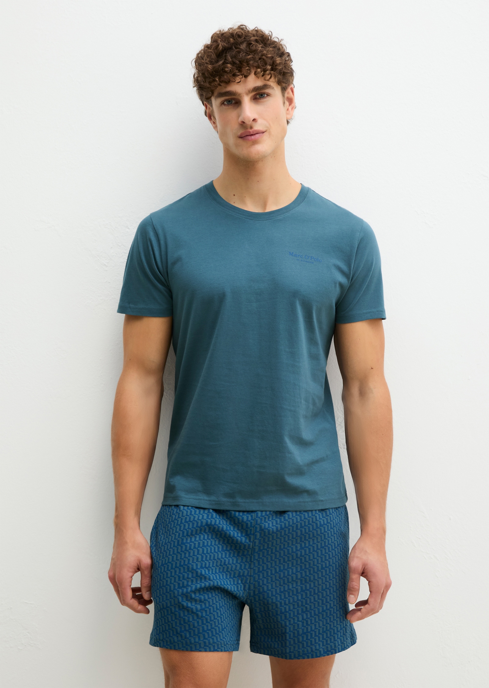 Image of Marc OPolo Shorty 2 tlg. mit kurzem Arm, Rundhalsausschnitt und gemusterter Hose