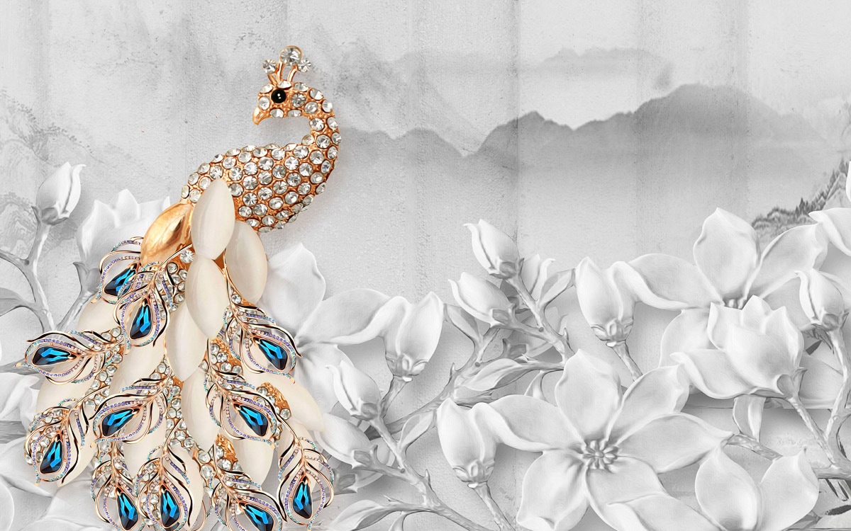 Image of Papermoon Fototapete »Muster Pfau«, Vliestapete, hochwertiger Digitaldruck, inklusive Kleister bei Ackermann Versand Schweiz