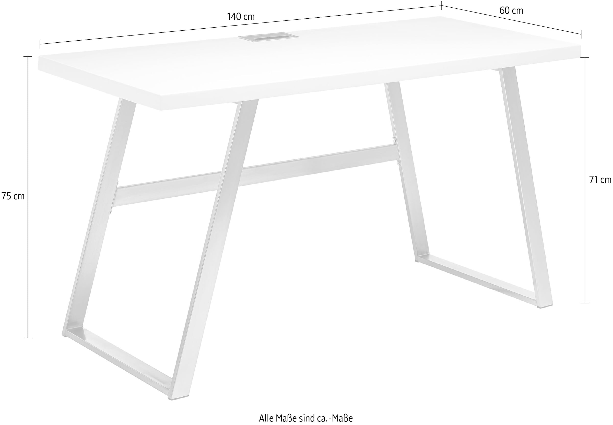 MCA furniture Schreibtisch »Andria«, Weiss matt lackiert mit Kabeldurchlass, Breite 140 cm