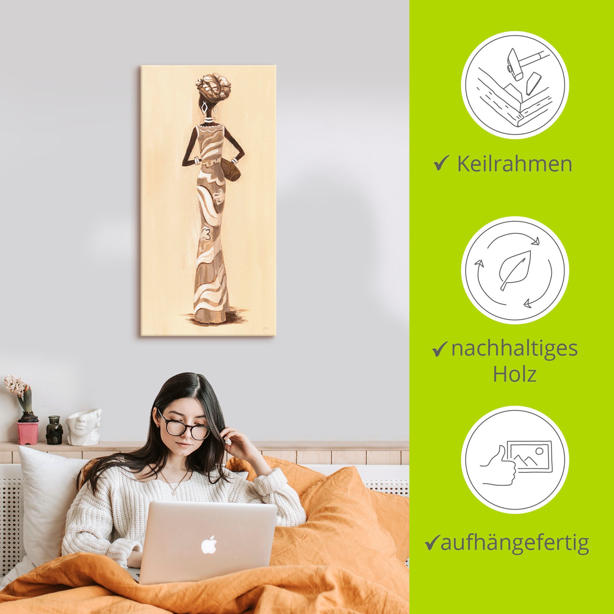 Artland Wandbild »Afrikanerin - Kehrseite«, Bilder von Frauen, (1 St.), als Leinwandbild, Poster in verschied. Grössen