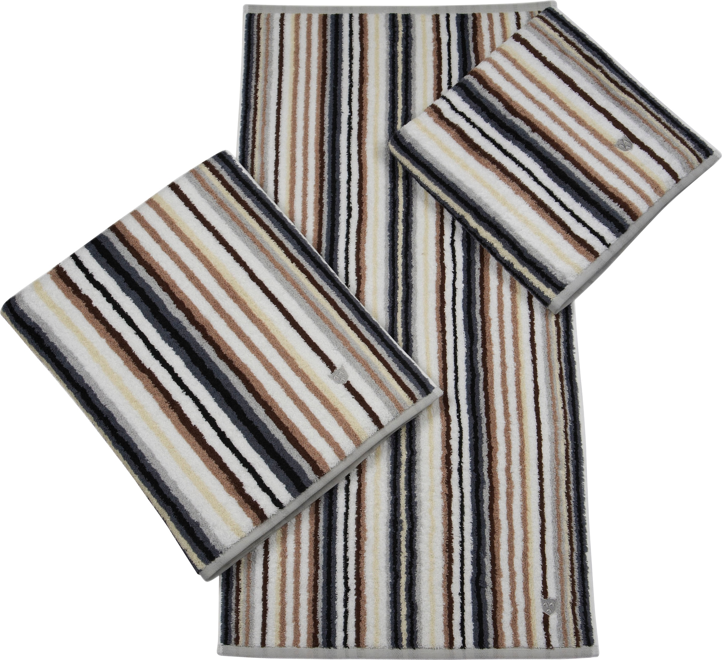 Image of ROSS Handtuch "Multicolor" mit Streifen und gesticktem ROSS-Emblem